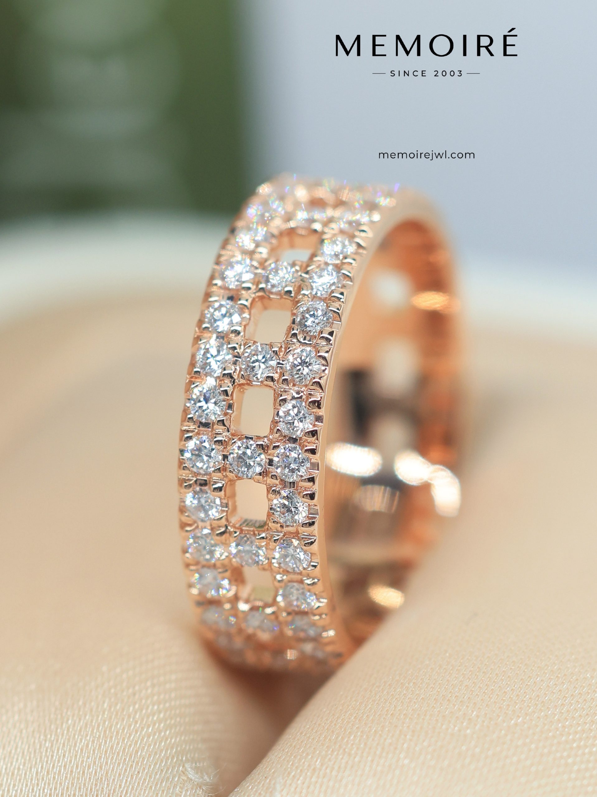 MEMOIRÉ Full Pave Diamond T1 Ring in Rose Gold - Image 3
