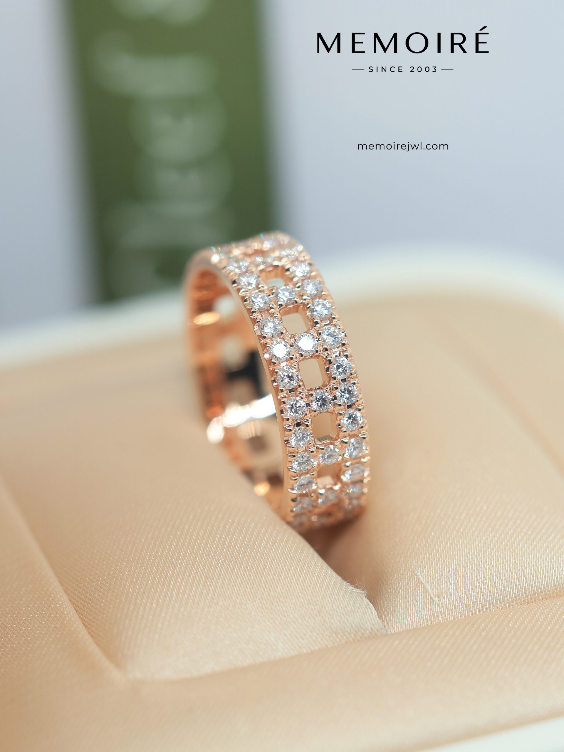 MEMOIRÉ Full Pave Diamond T1 Ring in Rose Gold - Image 4