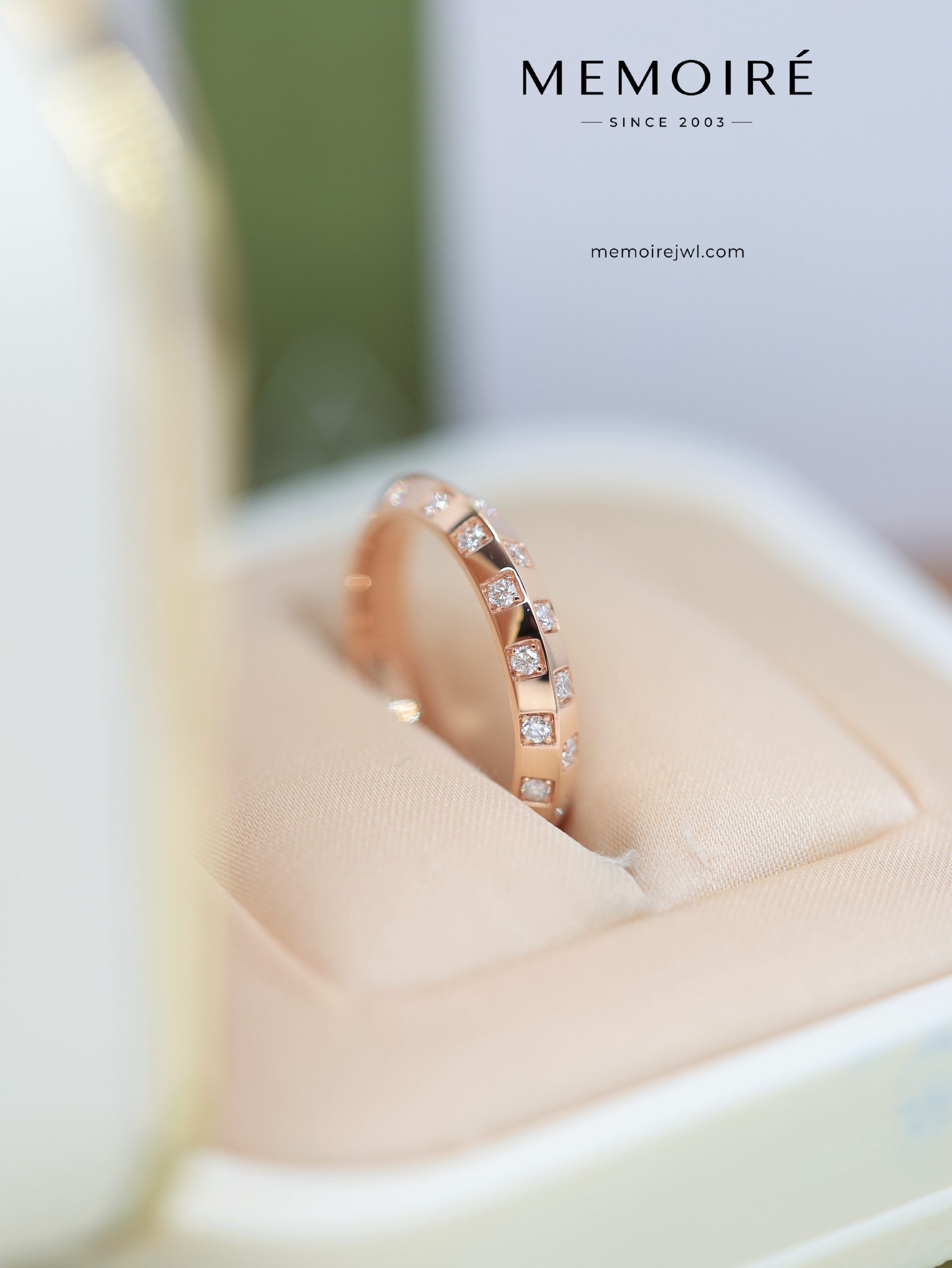 MÉMOIRÉ Half Diamond Eternity 18K Rose Gold Stack Ring - Image 3
