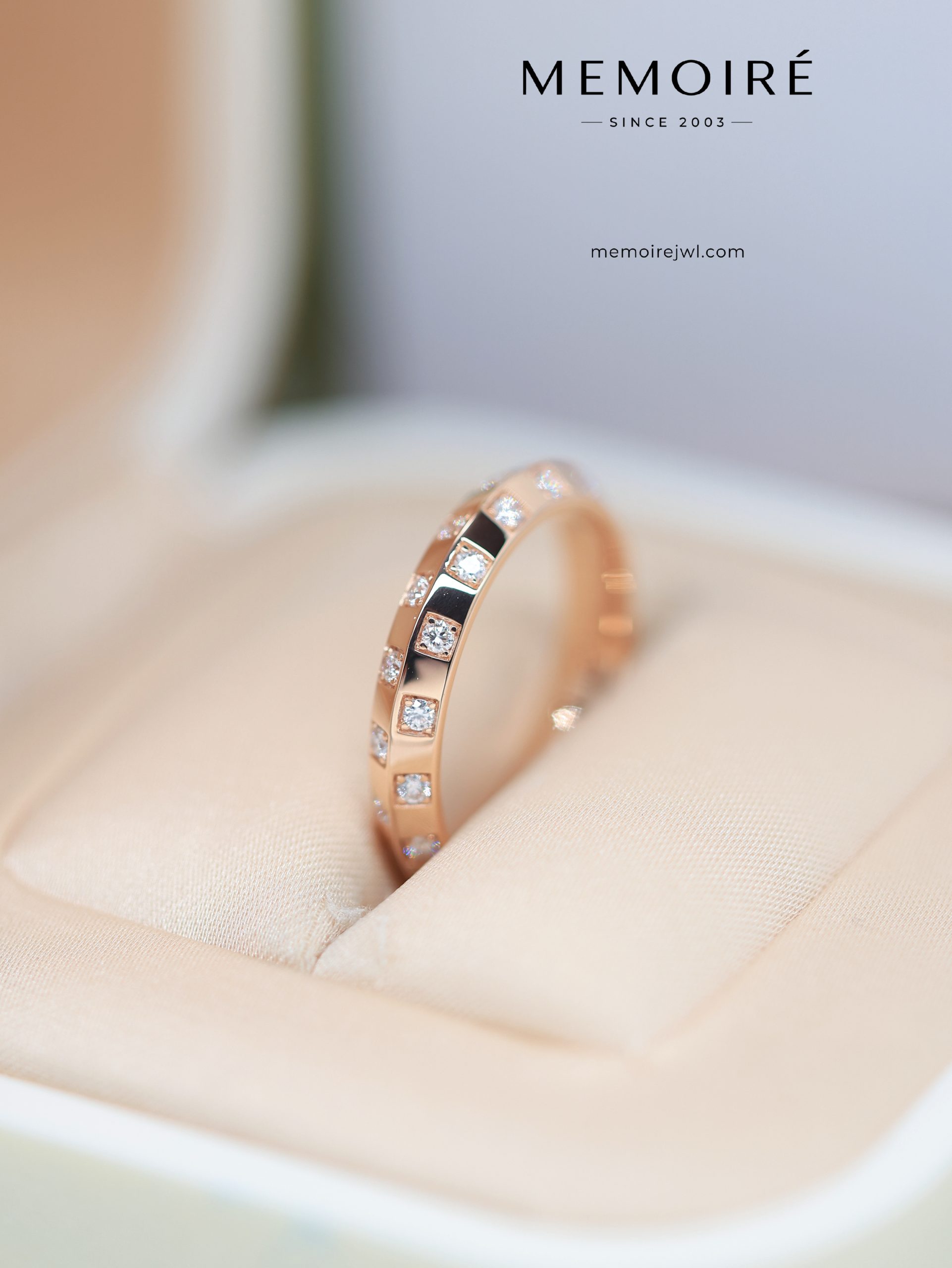 MÉMOIRÉ Half Diamond Eternity 18K Rose Gold Stack Ring - Image 5