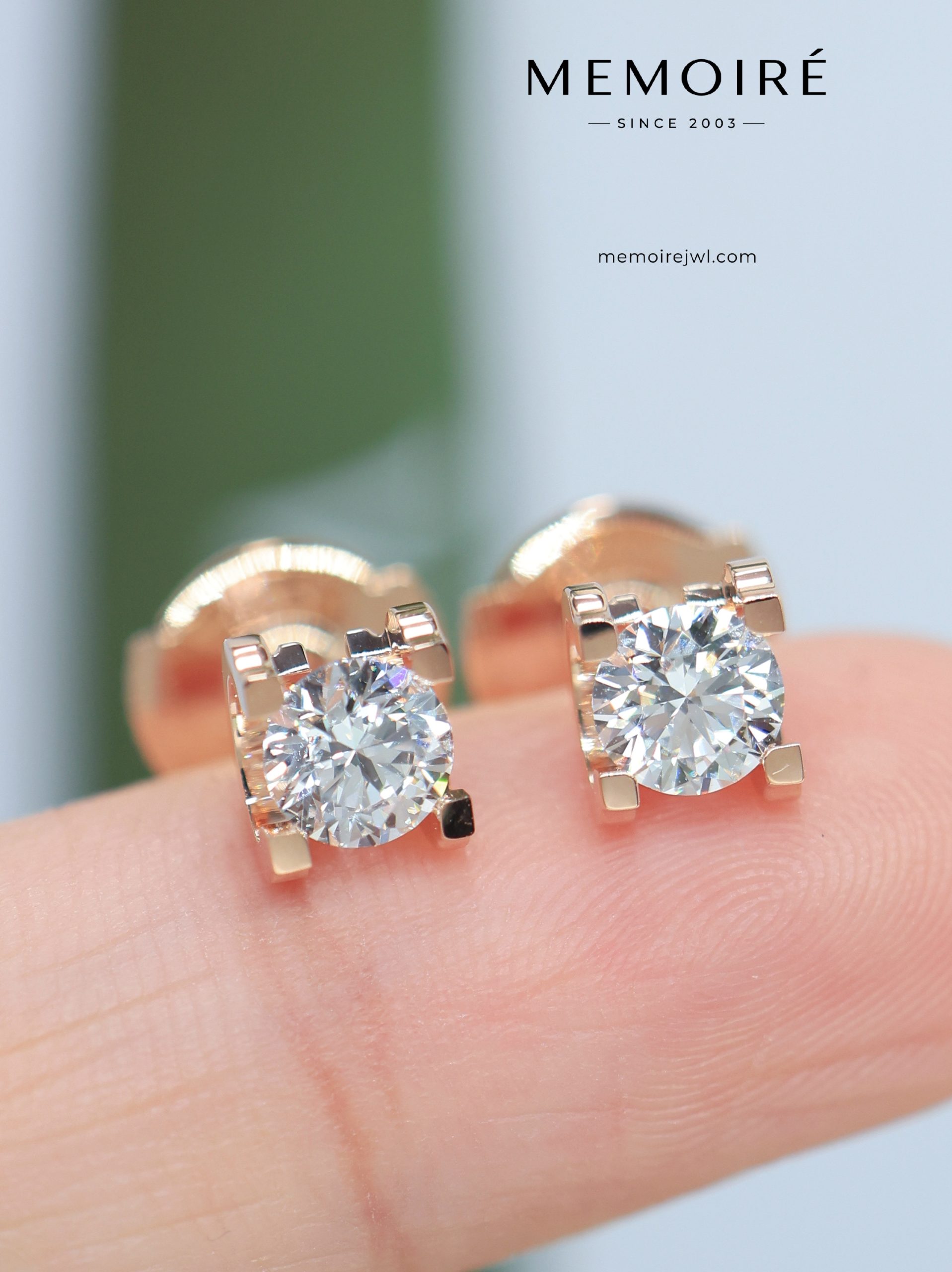 MÉMOIRÉ 18K Rose Gold Solitaire Diamond Studs