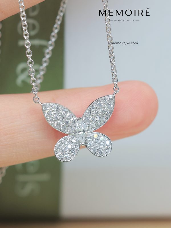 MEMOIRÉ White Gold Full-Pave Butterfly Necklace