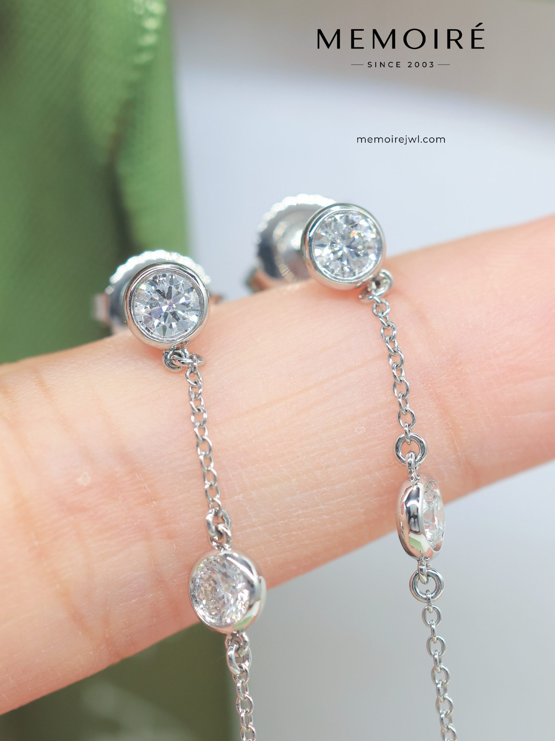 MEMOIRÉ Platinum 0.5ct Bubble Drop Earrings (5-Stone) - Image 3