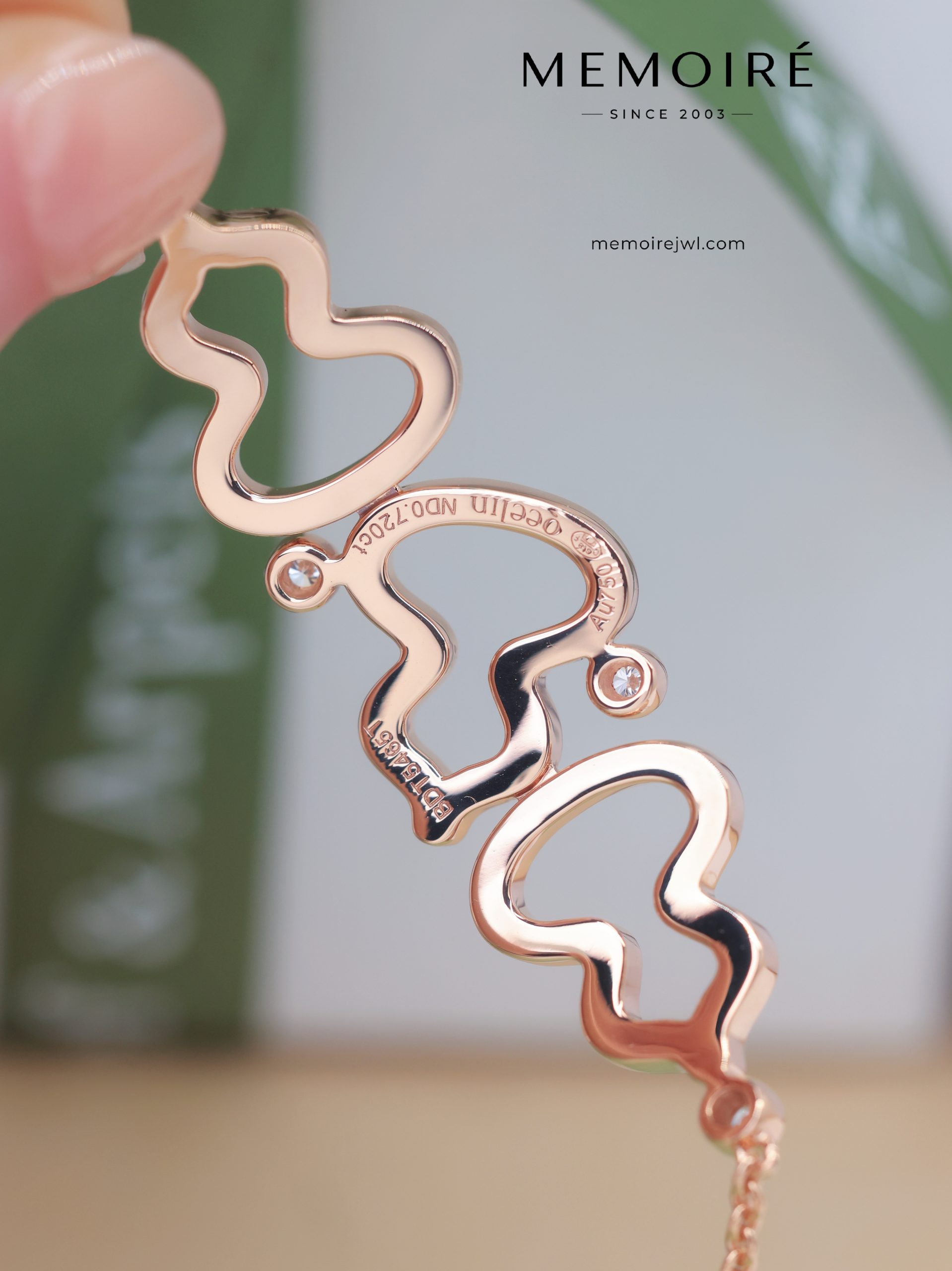 MEMOIRÉ Rose Gold Openwork Full-Pave Triple Gourd Bracelet - Image 4