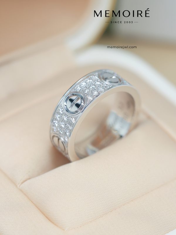 MÉMOIRÉ 18K White Gold Full Stone Screw Ring