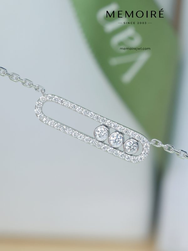MEMOIRÉ White Gold Medium Full-Pave Moving Diamond Necklace