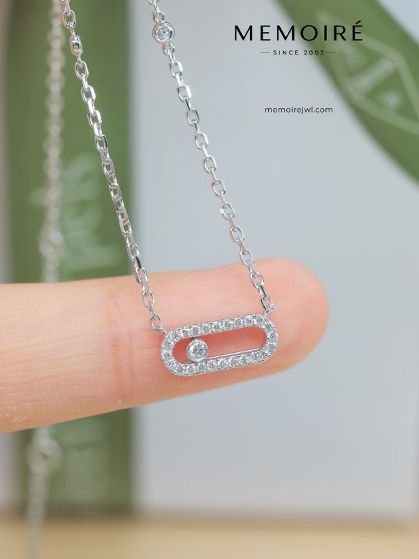 MEMOIRÉ White Gold Small Full-Pave Moving Diamond Necklace
