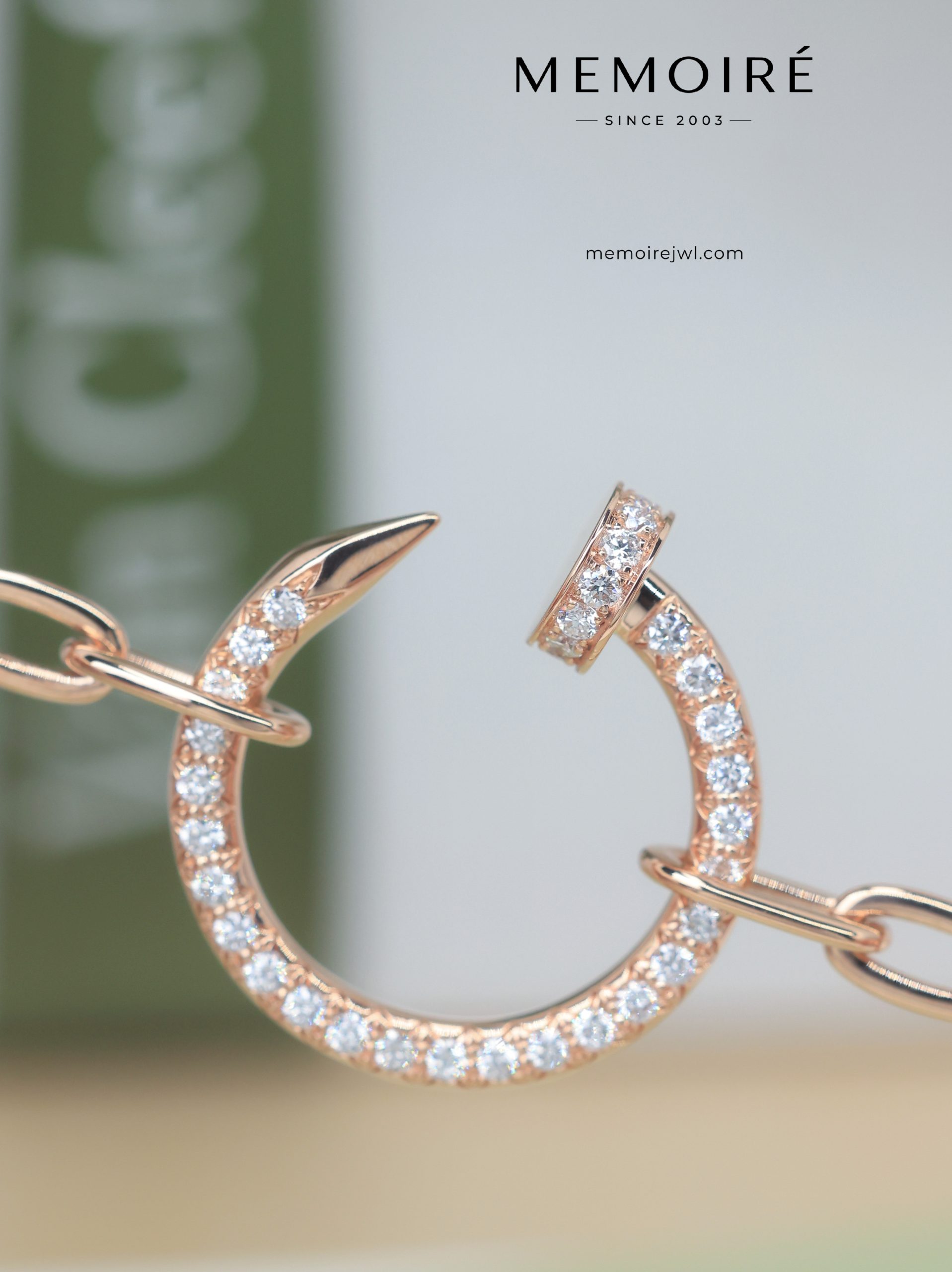 MÉMOIRÉ 18K Rose Gold Hook Pave Diamond Bracelet - Image 3