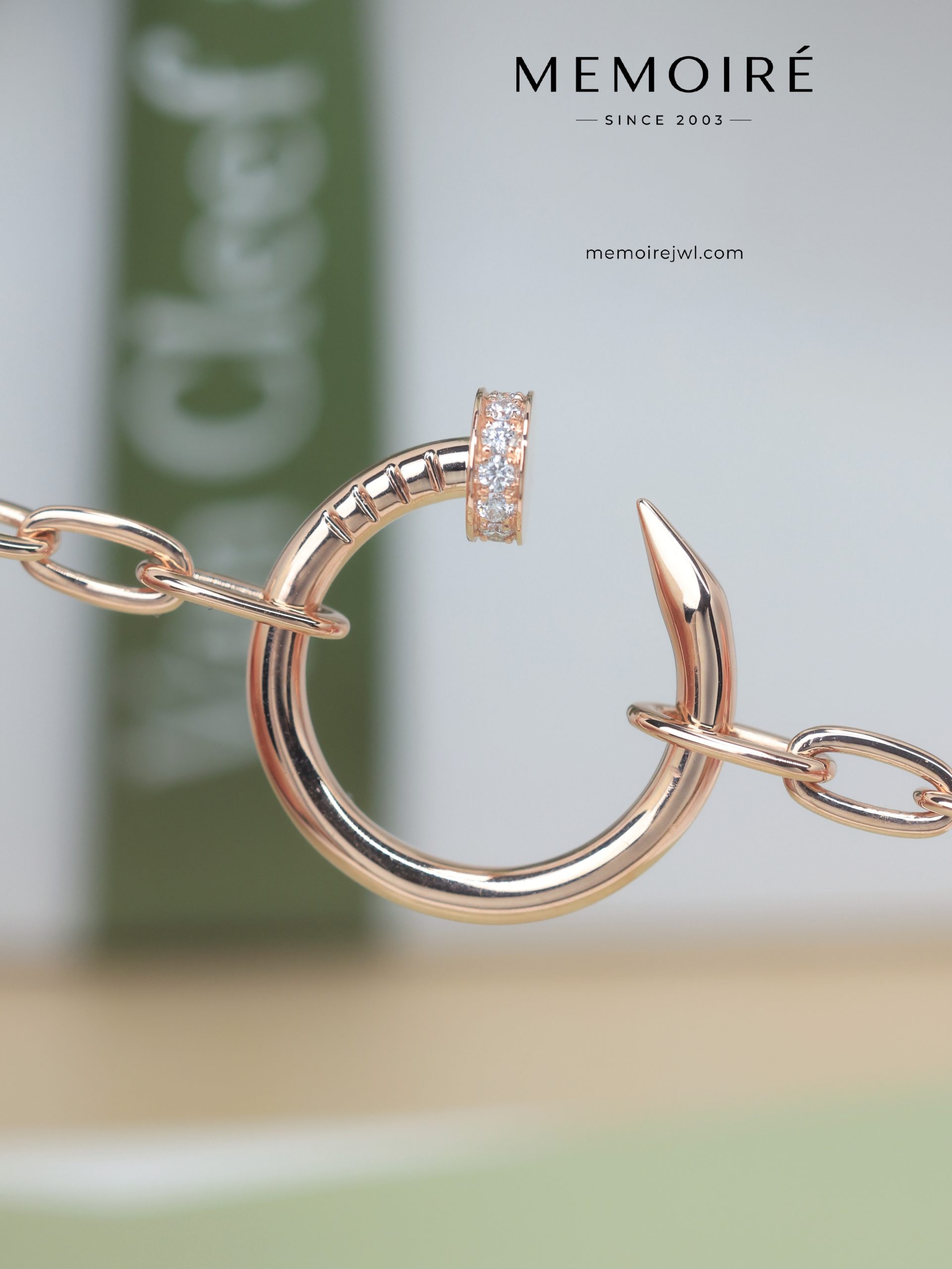 MÉMOIRÉ 18K Rose Gold Hook Pave Diamond Bracelet - Image 4