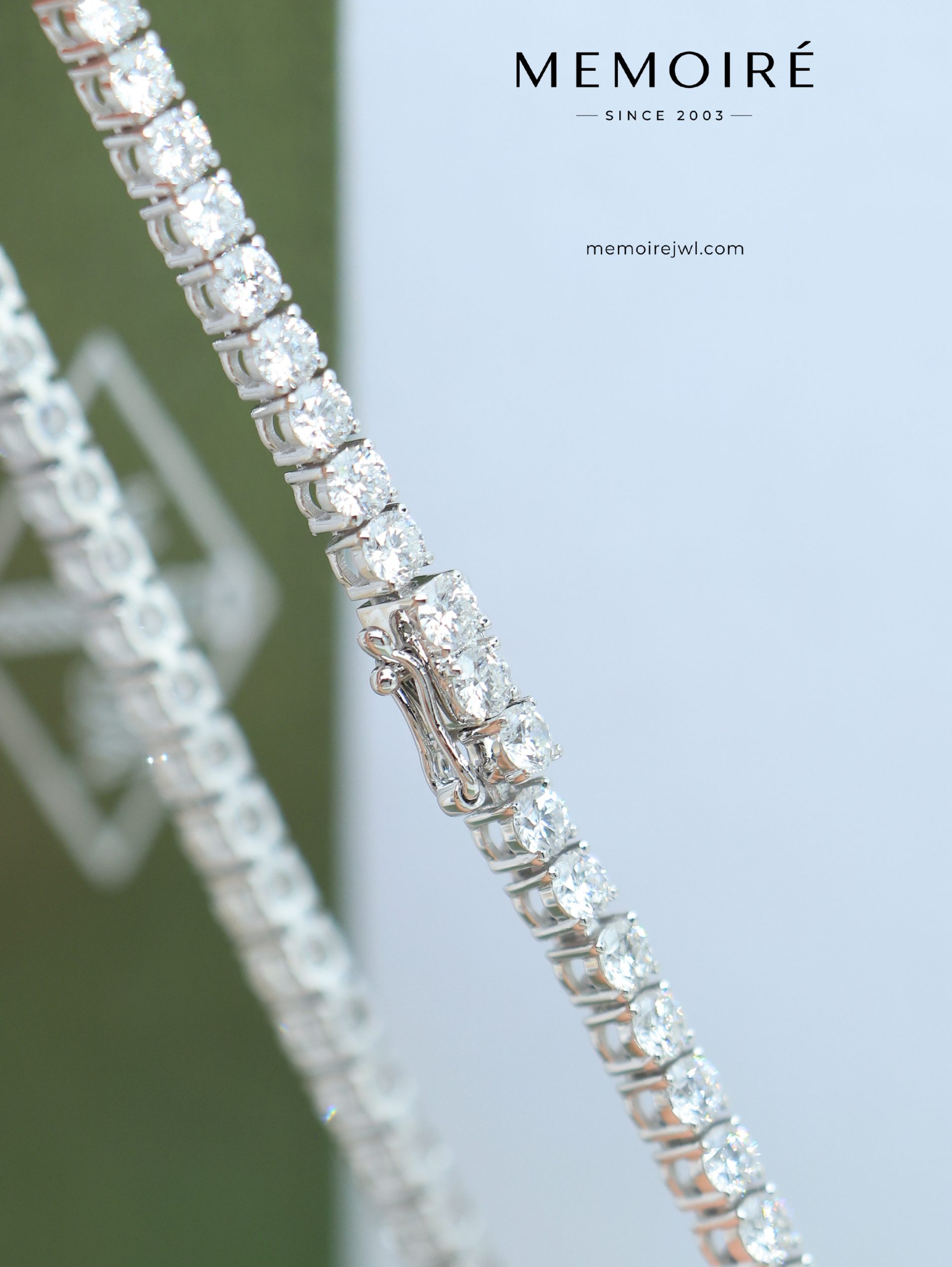 MÉMOIRÉ 18K White Gold Full Stone Tennis Diamond Bracelet - Image 3