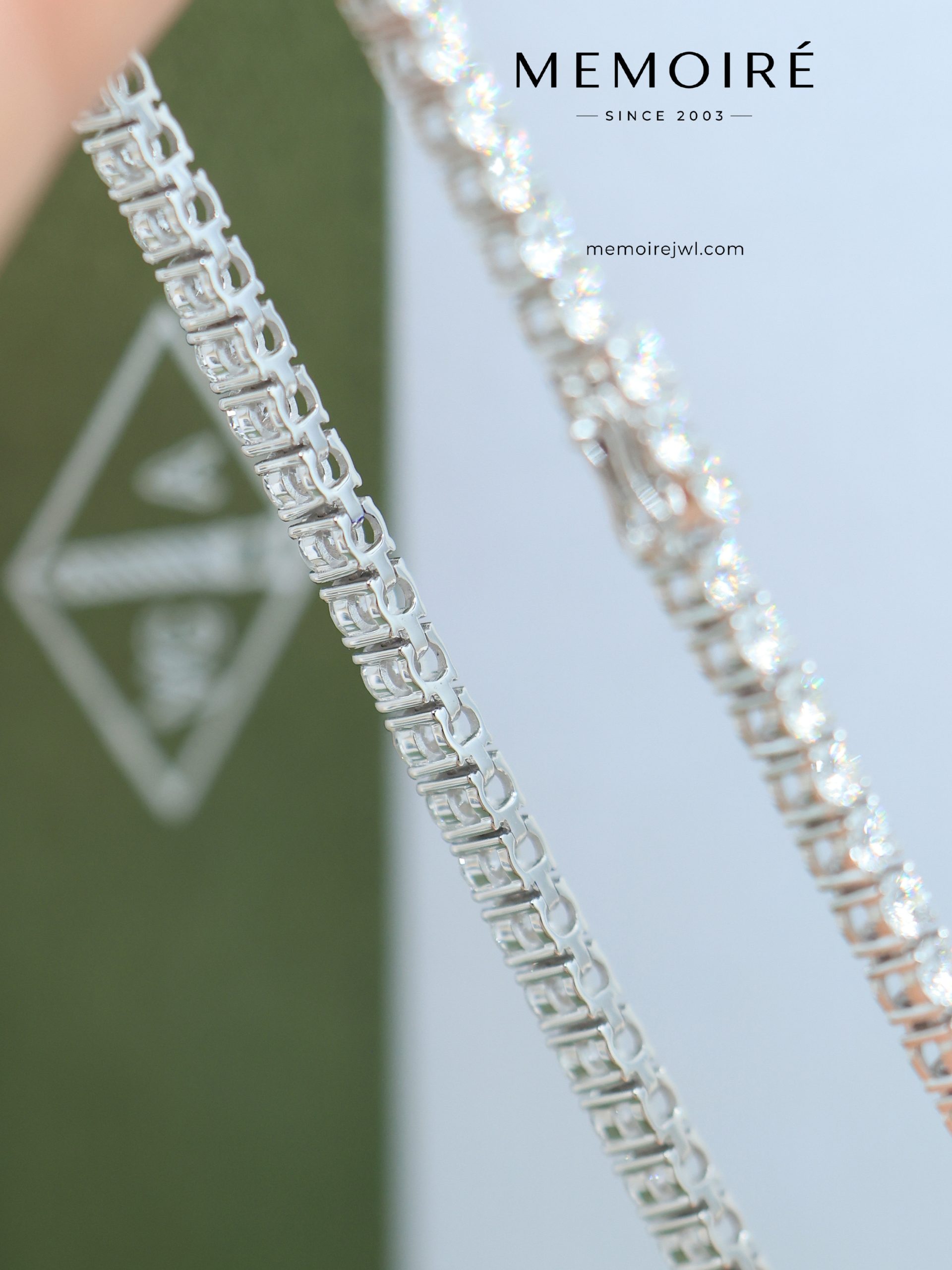 MÉMOIRÉ 18K White Gold Full Stone Tennis Diamond Bracelet - Image 5