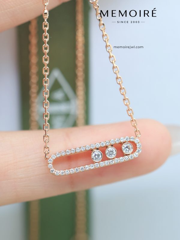 MEMOIRÉ Rose Gold Large Full-Pave Moving Diamond Necklace