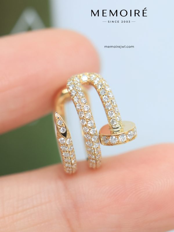 MÉMOIRÉ 18K Gold Full Stone Nail Open Wrap Ring