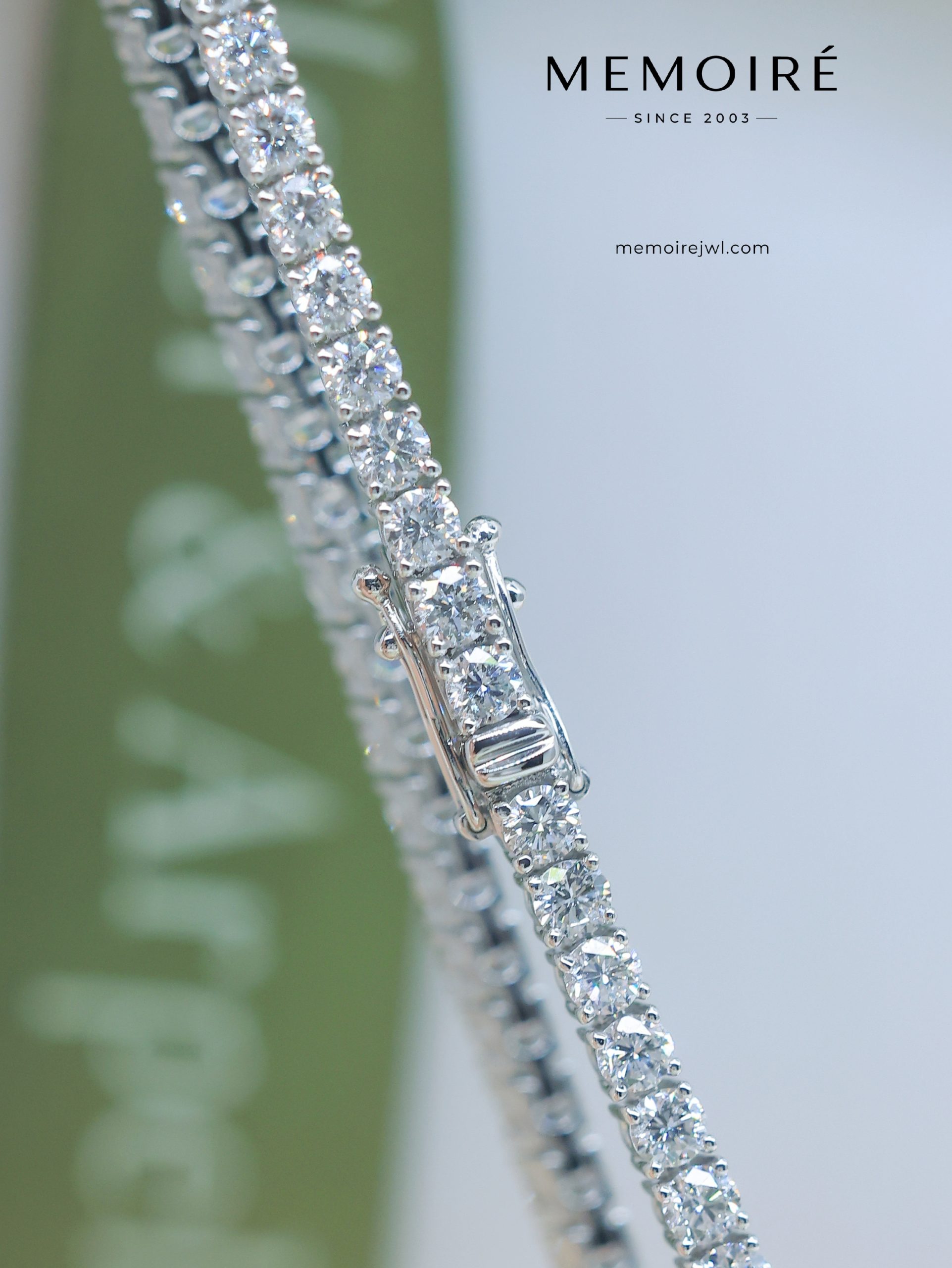 MÉMOIRÉ 18K White Gold Full Stone Tennis Diamond Bracelet - Image 3