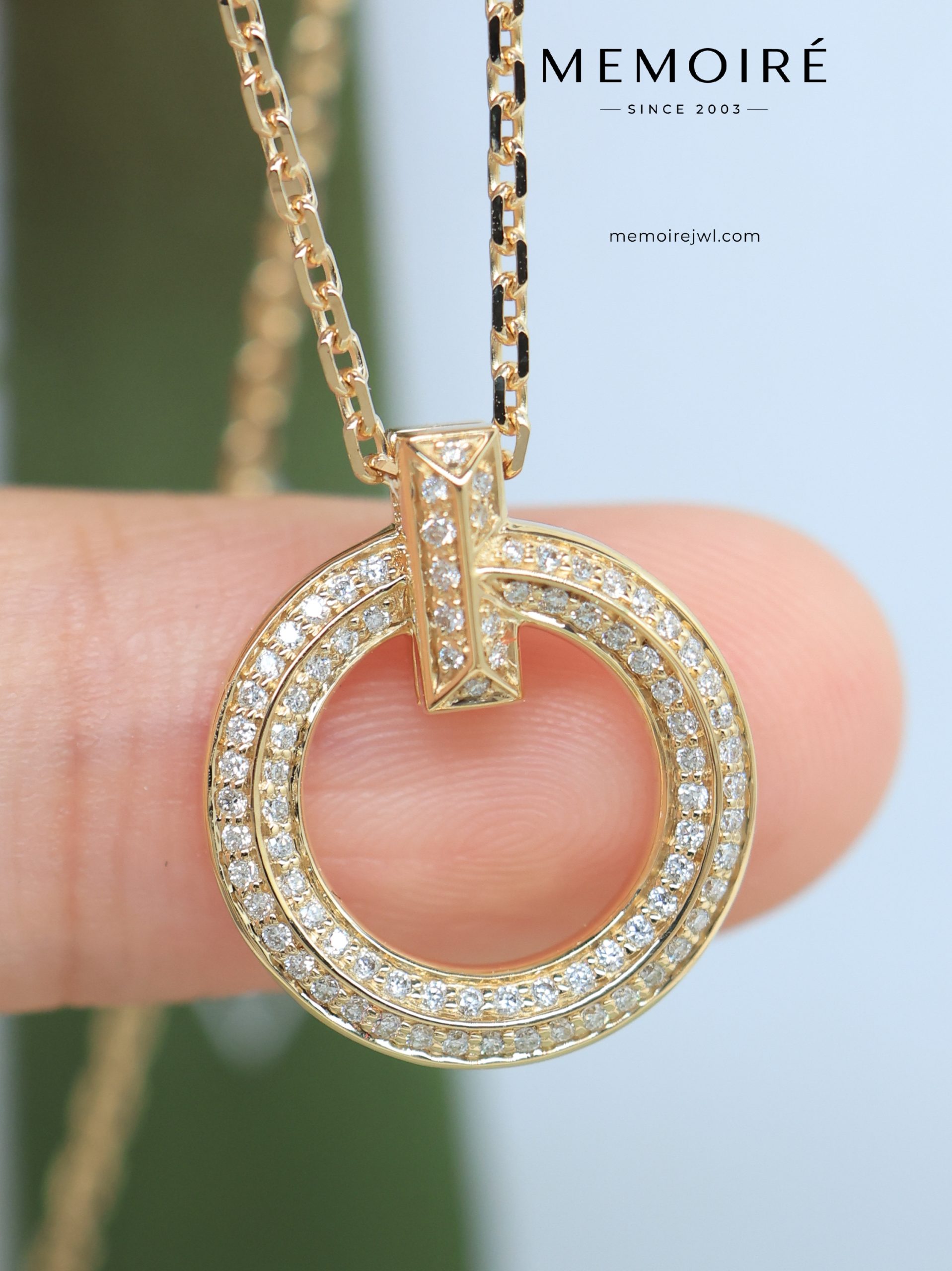 MEMOIRÉ Yellow Gold Small Full-Pave T1 Necklace