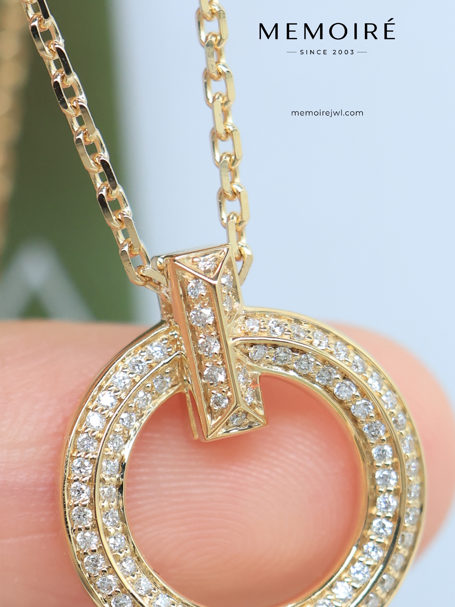 MEMOIRÉ Yellow Gold Small Full-Pave T1 Necklace - Image 3