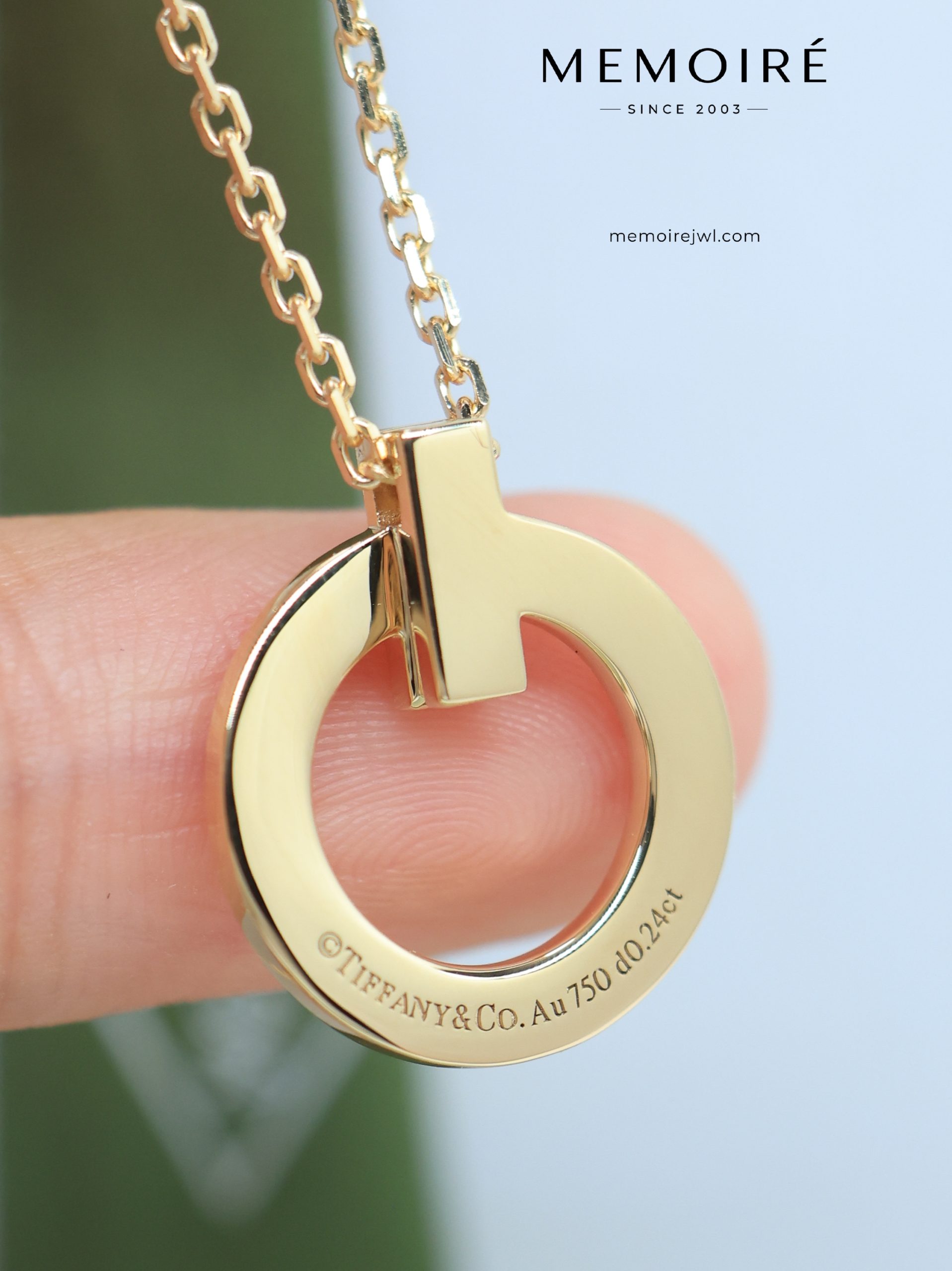 MEMOIRÉ Yellow Gold Small Full-Pave T1 Necklace - Image 4