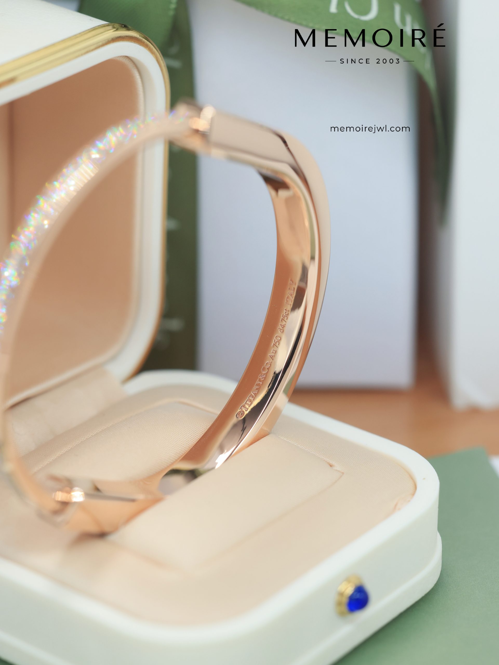MEMOIRÉ Wide Full Pave Diamond Lock U-Cuff Bangle in Rose Gold - Image 5