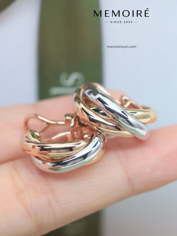 MÉMOIRÉ 18K Tri-Color Interlocking Hoop Earrings