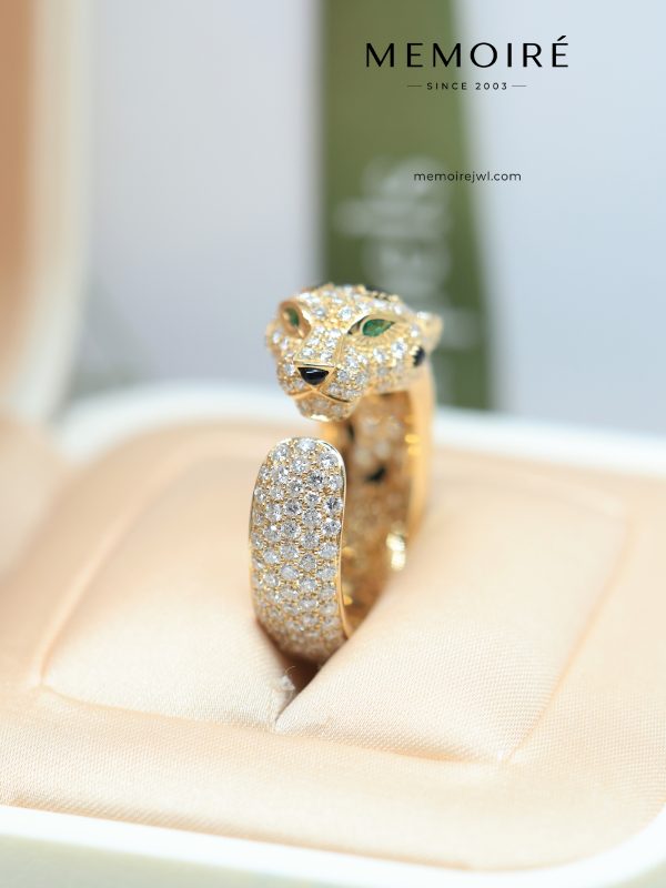 MÉMOIRÉ 18K Gold Full Diamond Leopard Open Ring