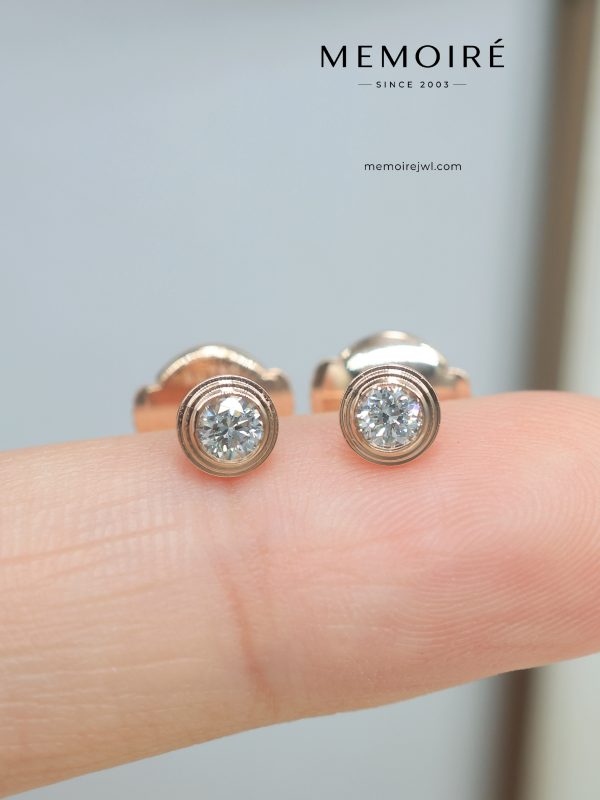 MÉMOIRÉ 18K Rose Gold Bezel Set Diamond Studs