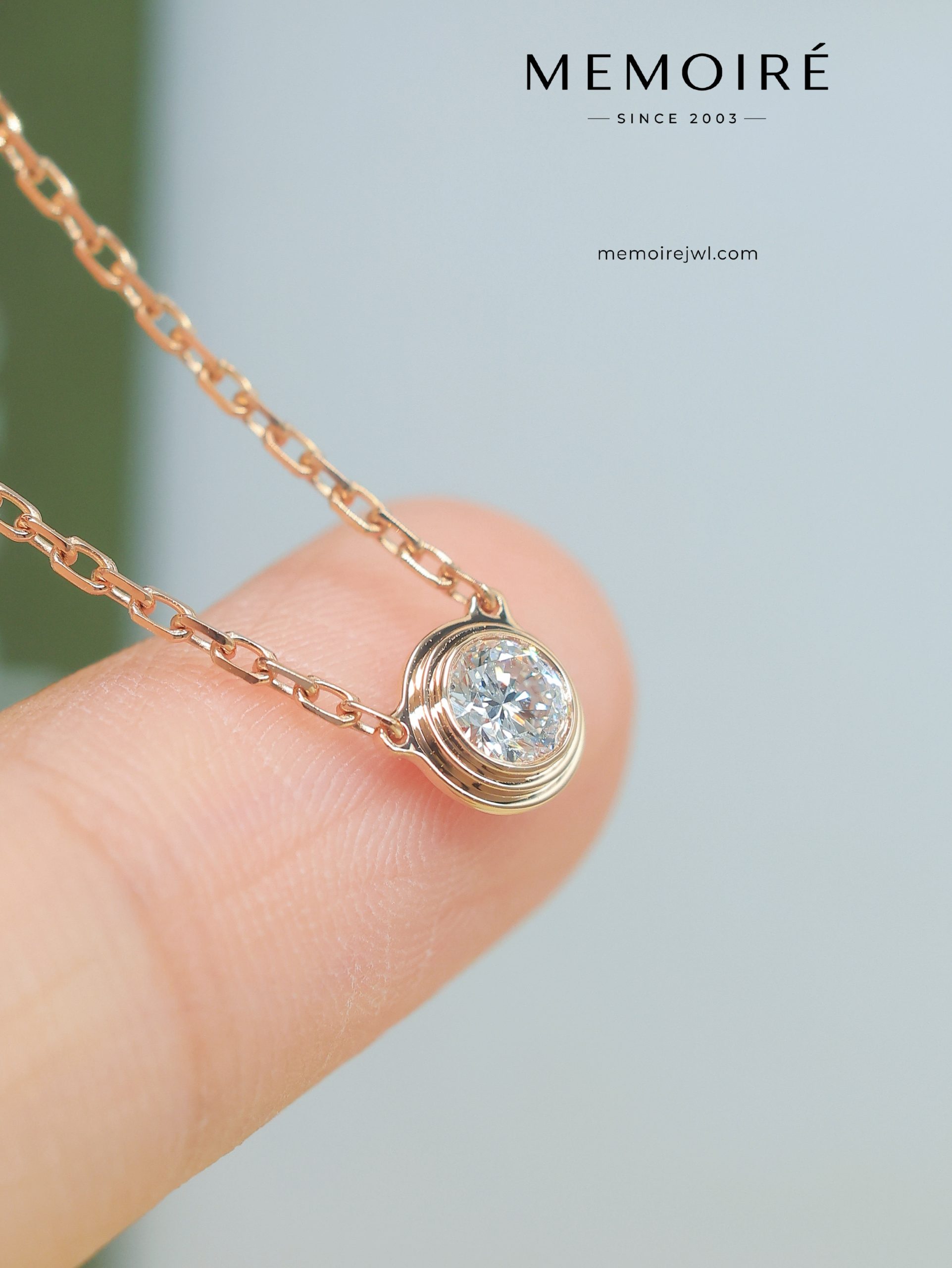 MÉMOIRÉ 18K Rose Gold Single Stone Necklace - Image 3