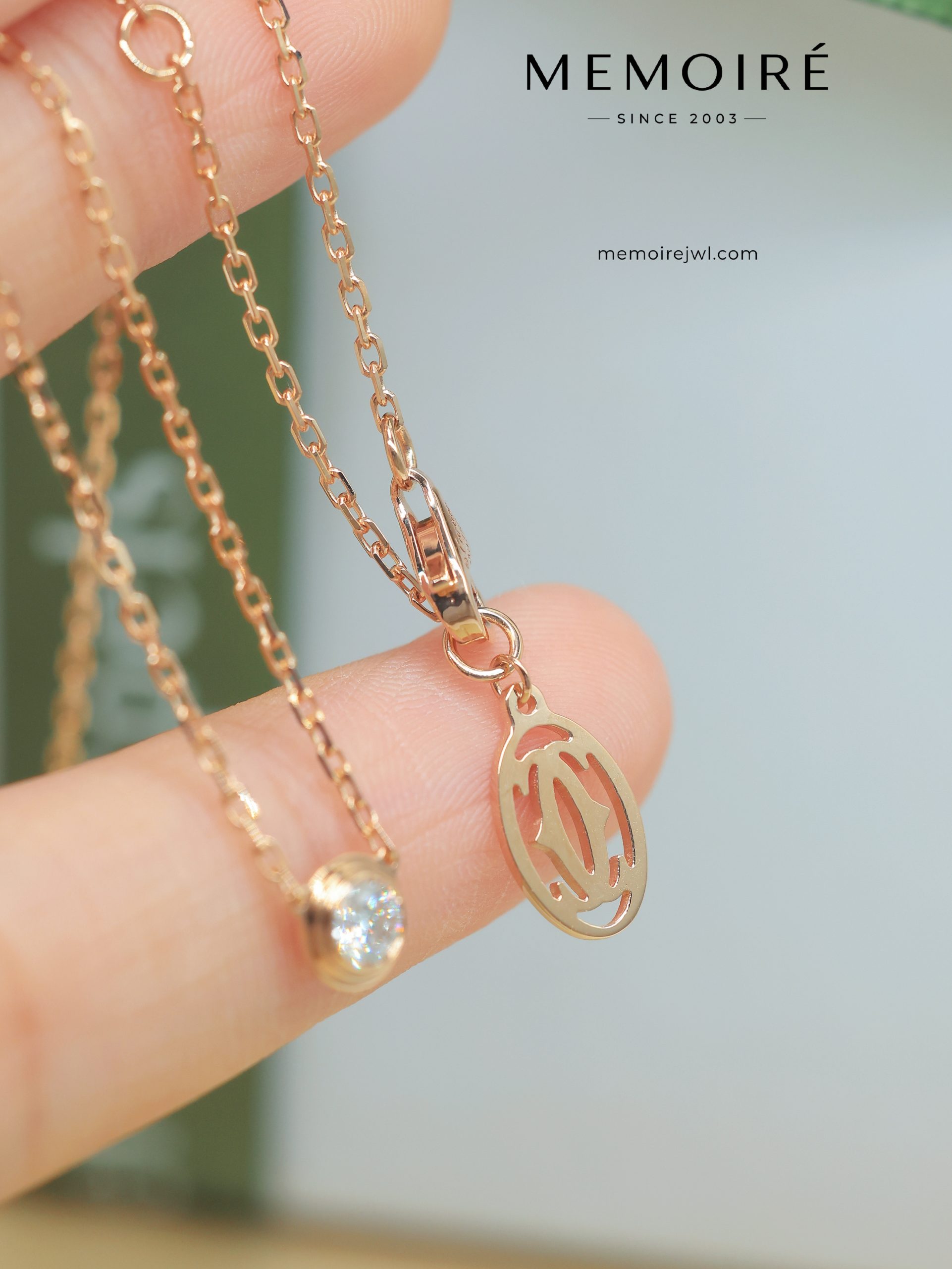 MÉMOIRÉ 18K Rose Gold Single Stone Necklace - Image 4