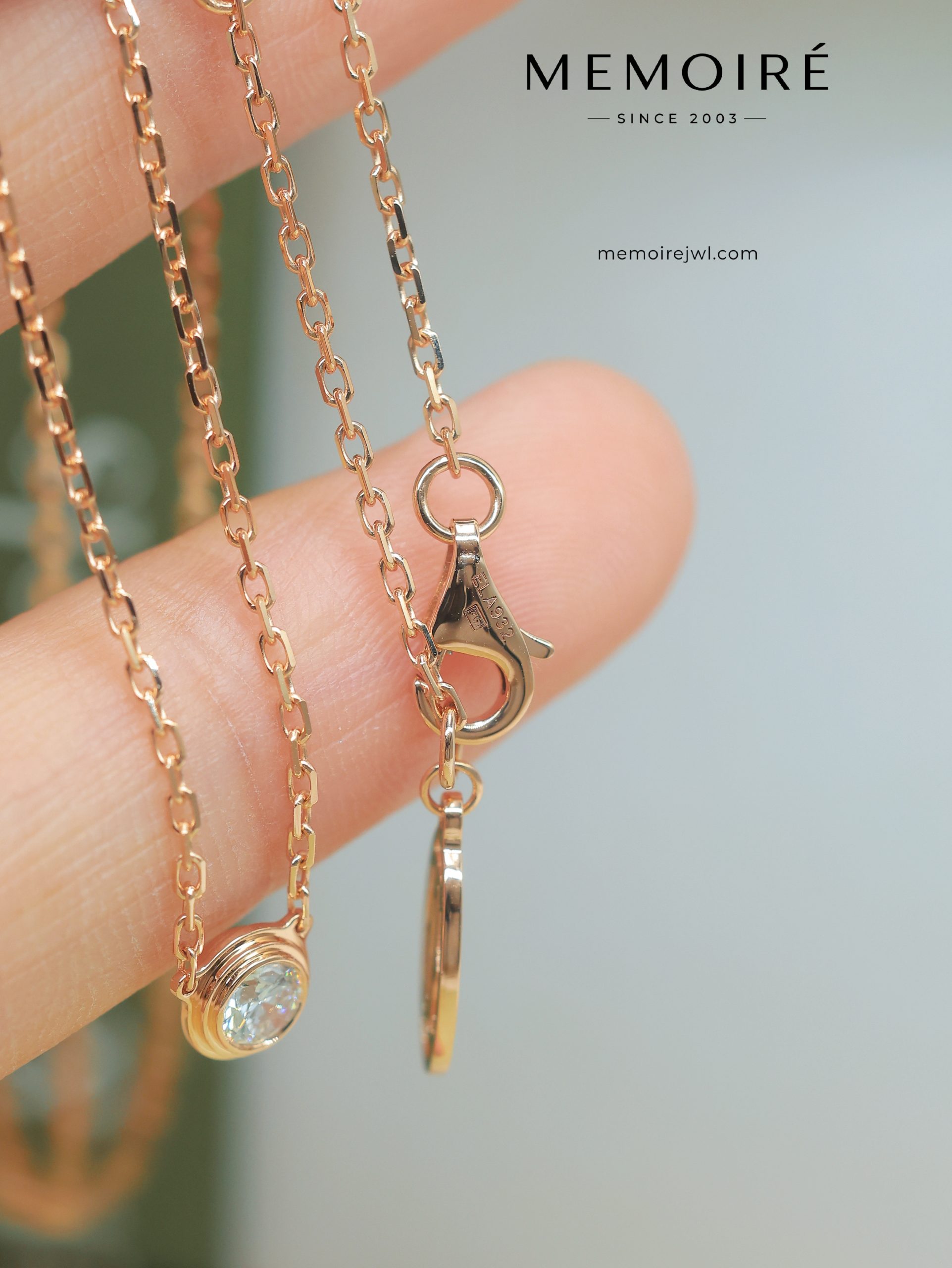 MÉMOIRÉ 18K Rose Gold Single Stone Necklace - Image 5