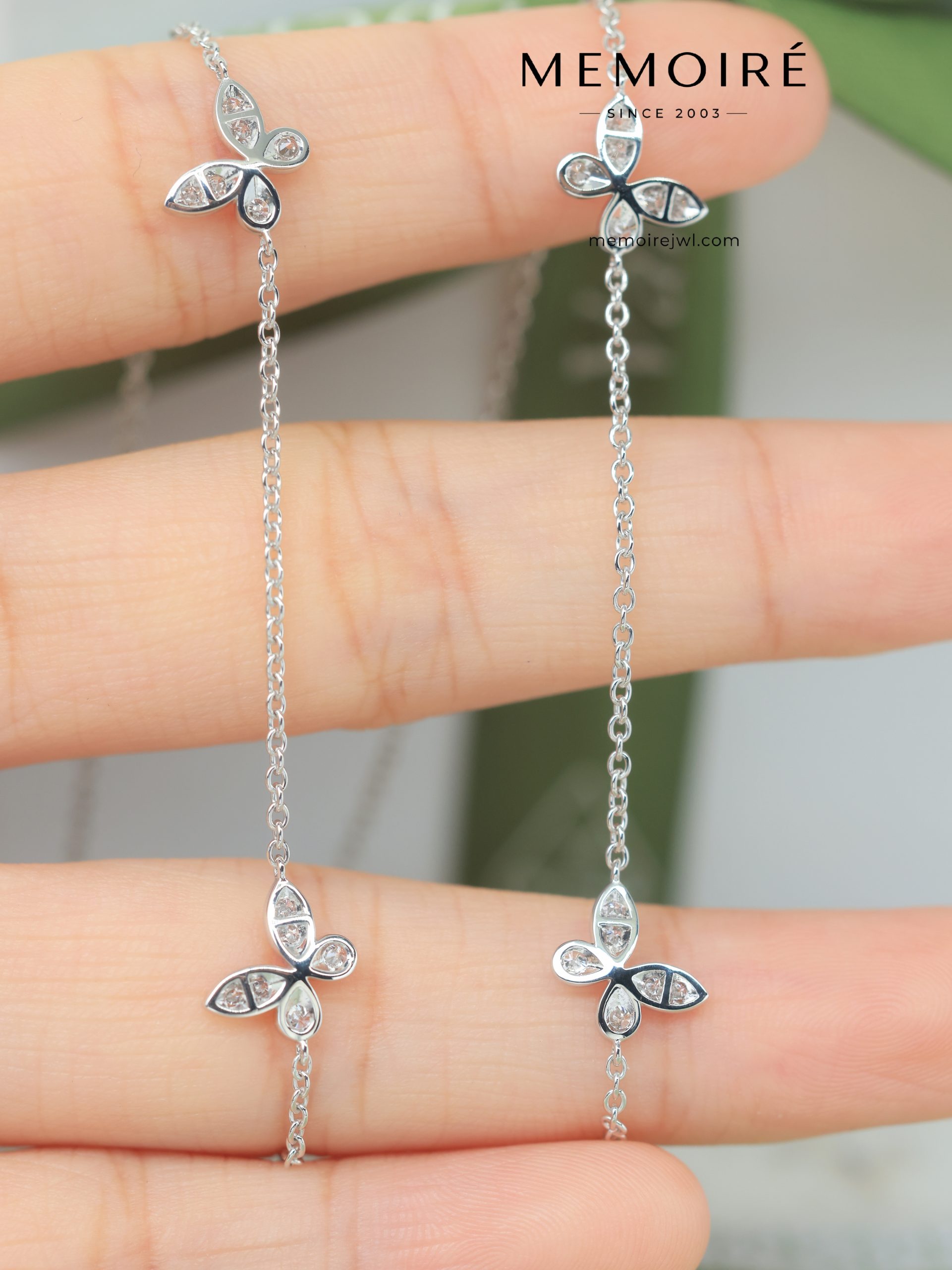 MEMOIRÉ White Gold Five Full-Pave Butterfly Necklace - Image 3