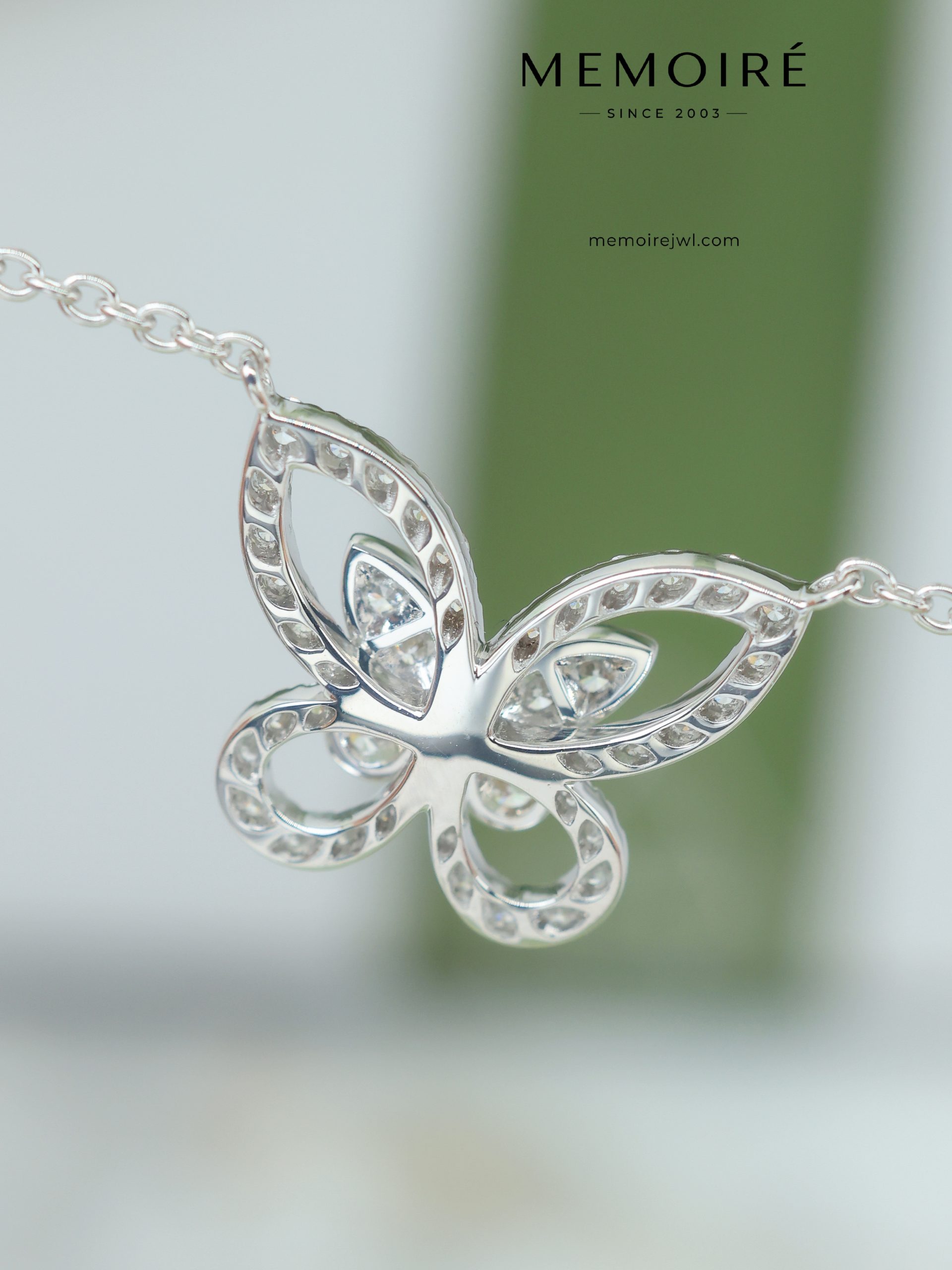 MEMOIRÉ White Gold Five Full-Pave Butterfly Necklace - Image 4