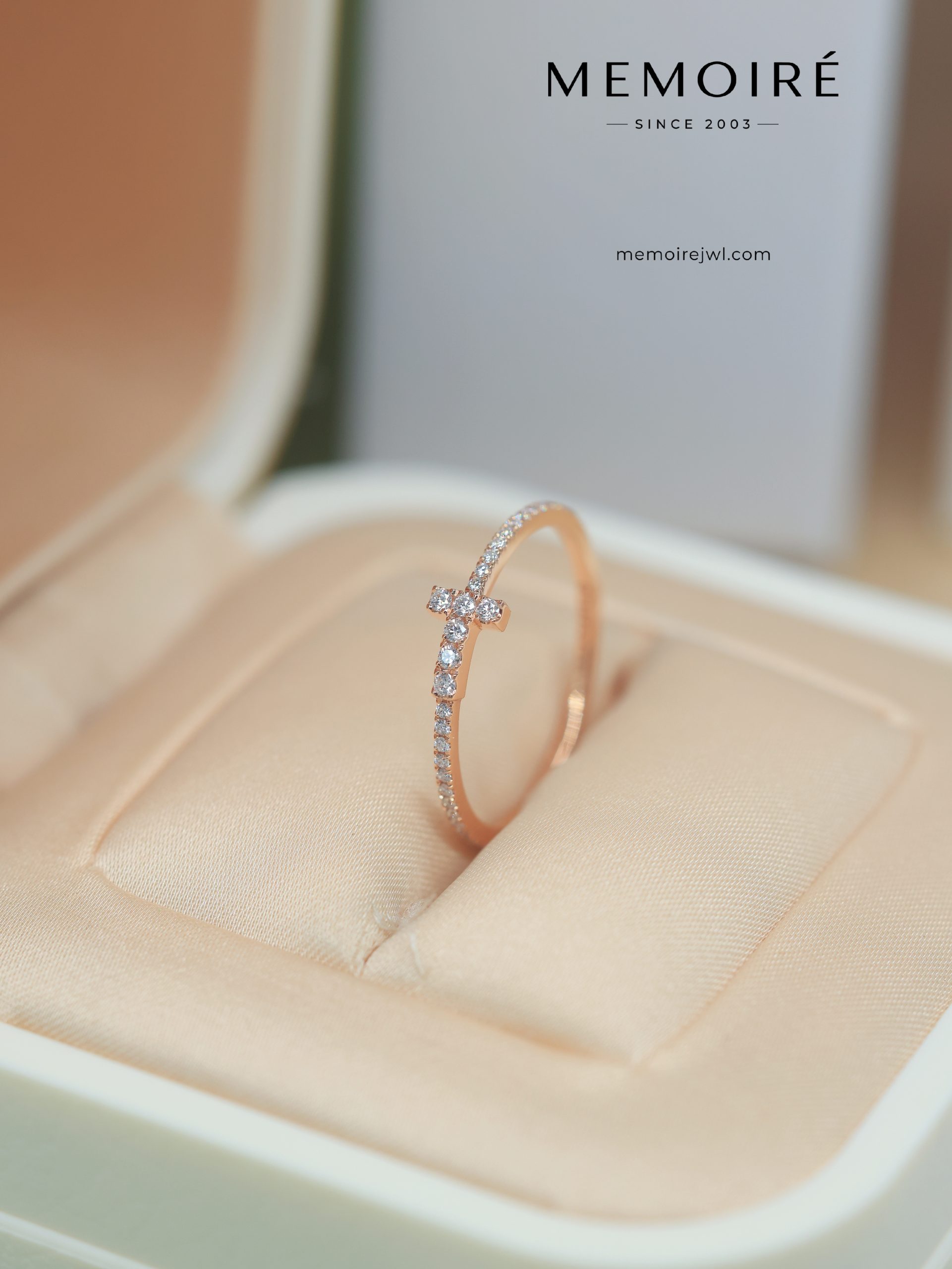 MEMOIRÉ Ultra-Slim Full-Pave Diamond T1 Ring in Rose Gold