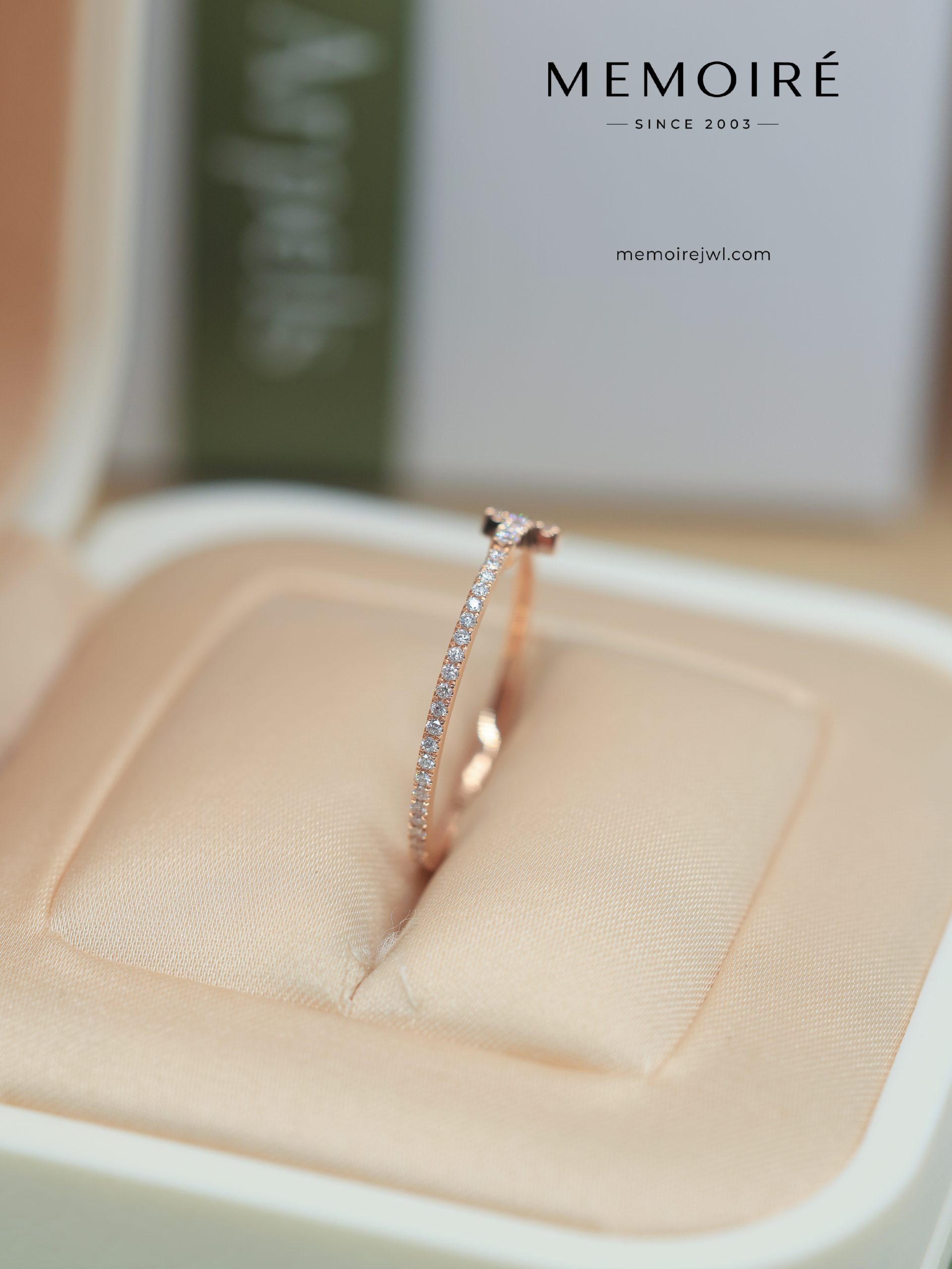 MEMOIRÉ Ultra-Slim Full-Pave Diamond T1 Ring in Rose Gold - Image 4