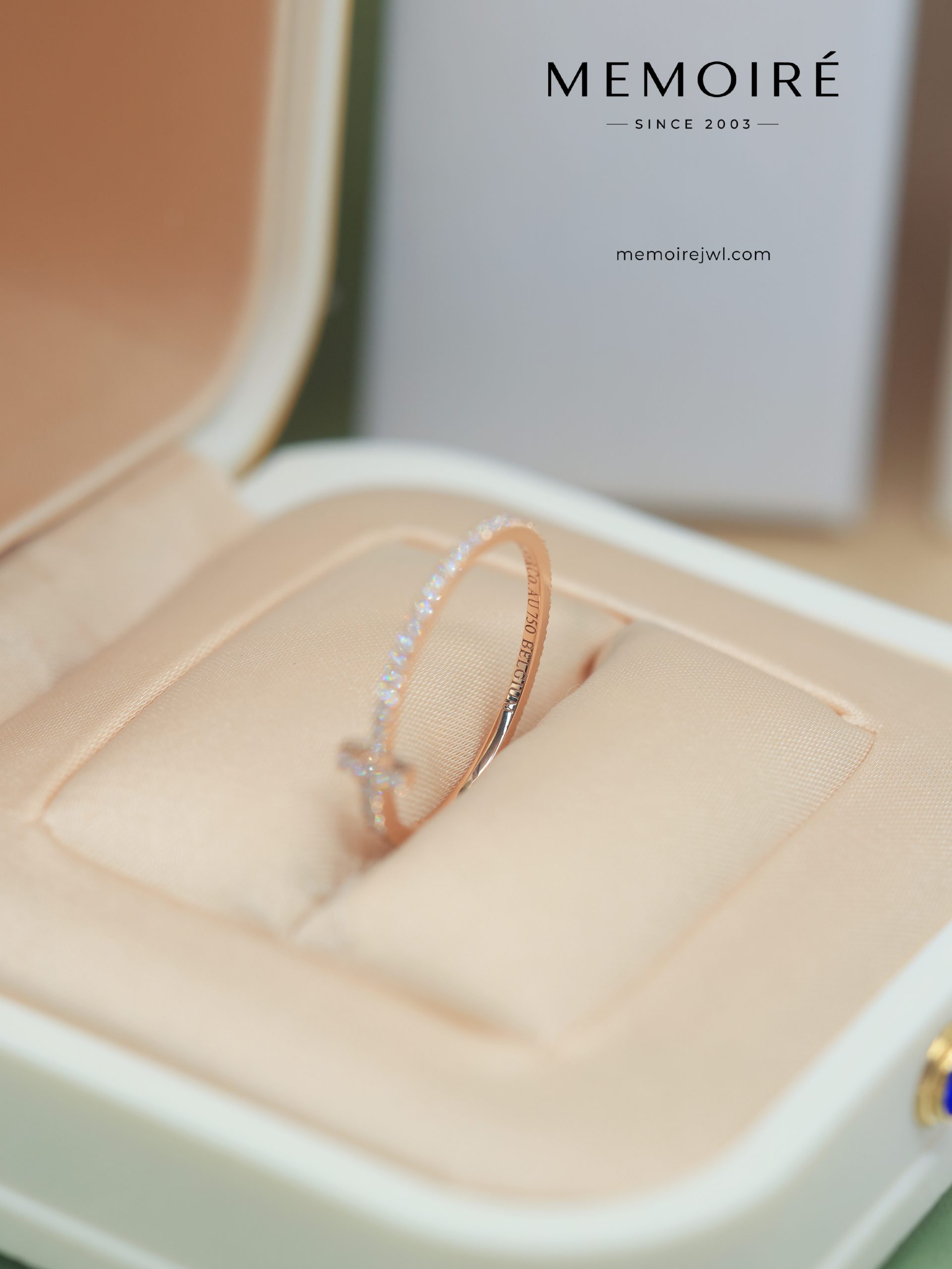 MEMOIRÉ Ultra-Slim Full-Pave Diamond T1 Ring in Rose Gold - Image 5