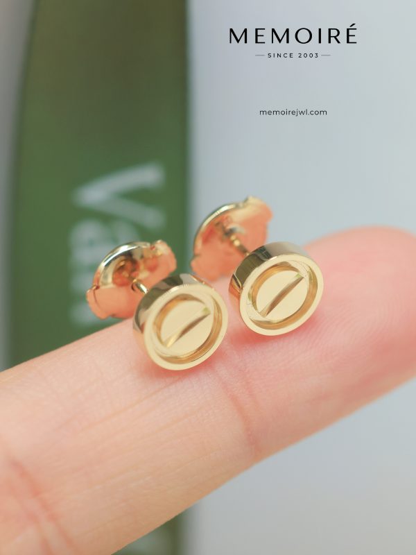 MÉMOIRÉ 18K Yellow Gold Screw Detail Round Stud Earrings
