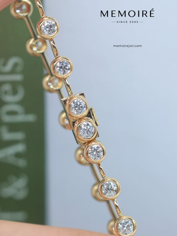 MÉMOIRÉ 18K Yellow Gold Bezel Round Diamond Link Tennis Bracelet