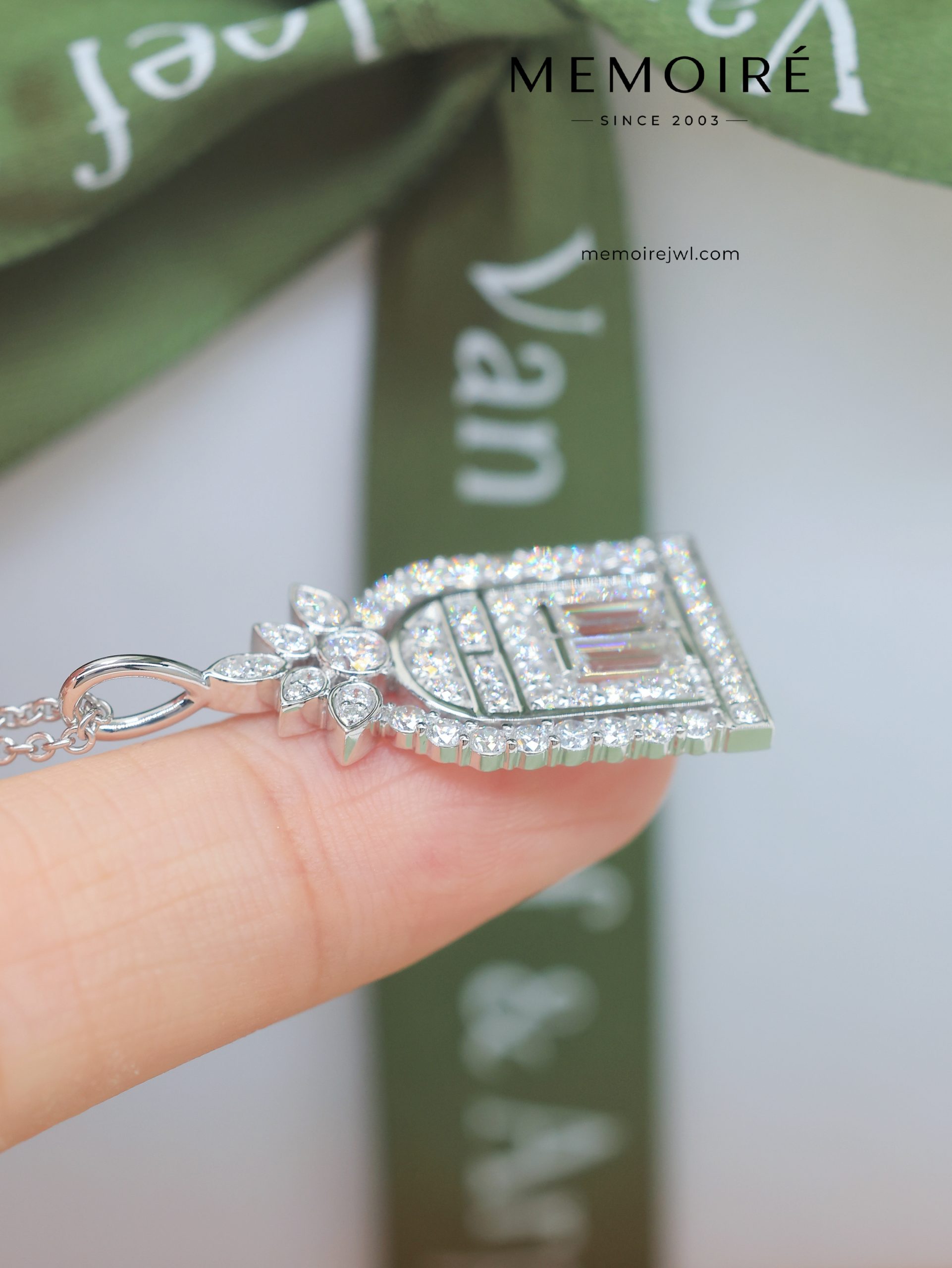 MEMOIRÉ White Gold Full-Pave "Door of Happiness" Diamond Necklace - Image 3