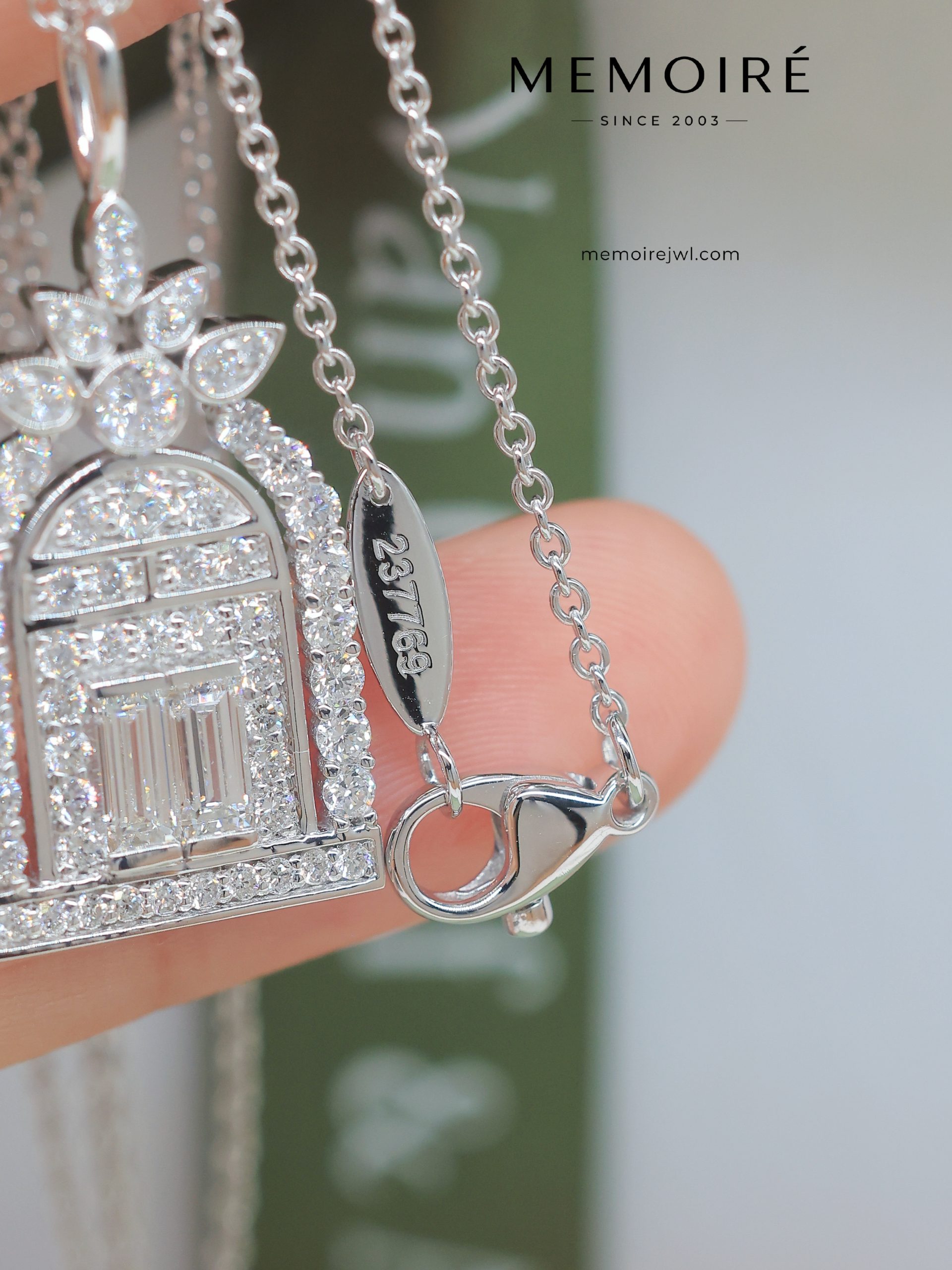 MEMOIRÉ White Gold Full-Pave "Door of Happiness" Diamond Necklace - Image 5