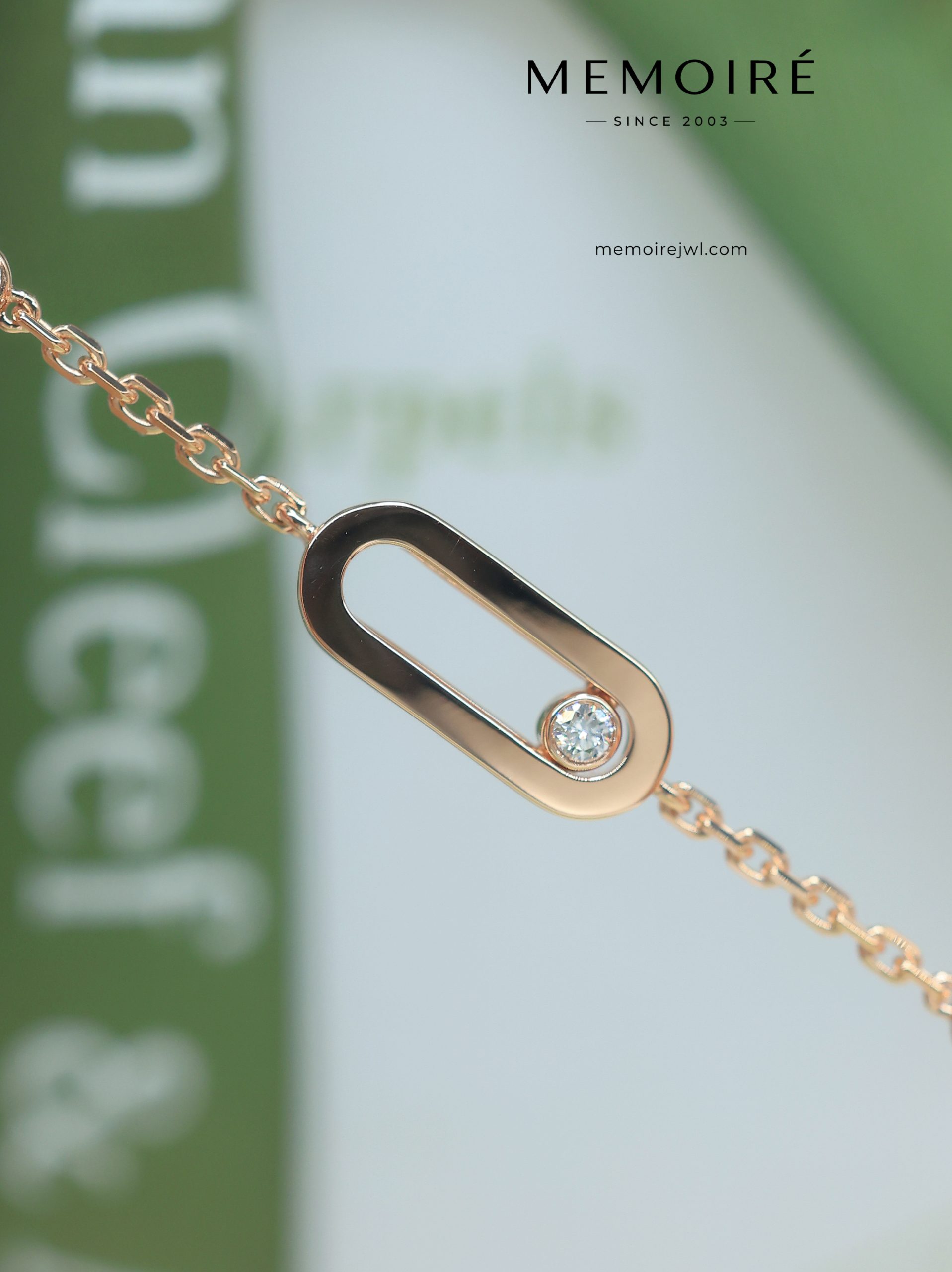 MEMOIRÉ Rose Gold Small Single Moving Diamond Bracelet