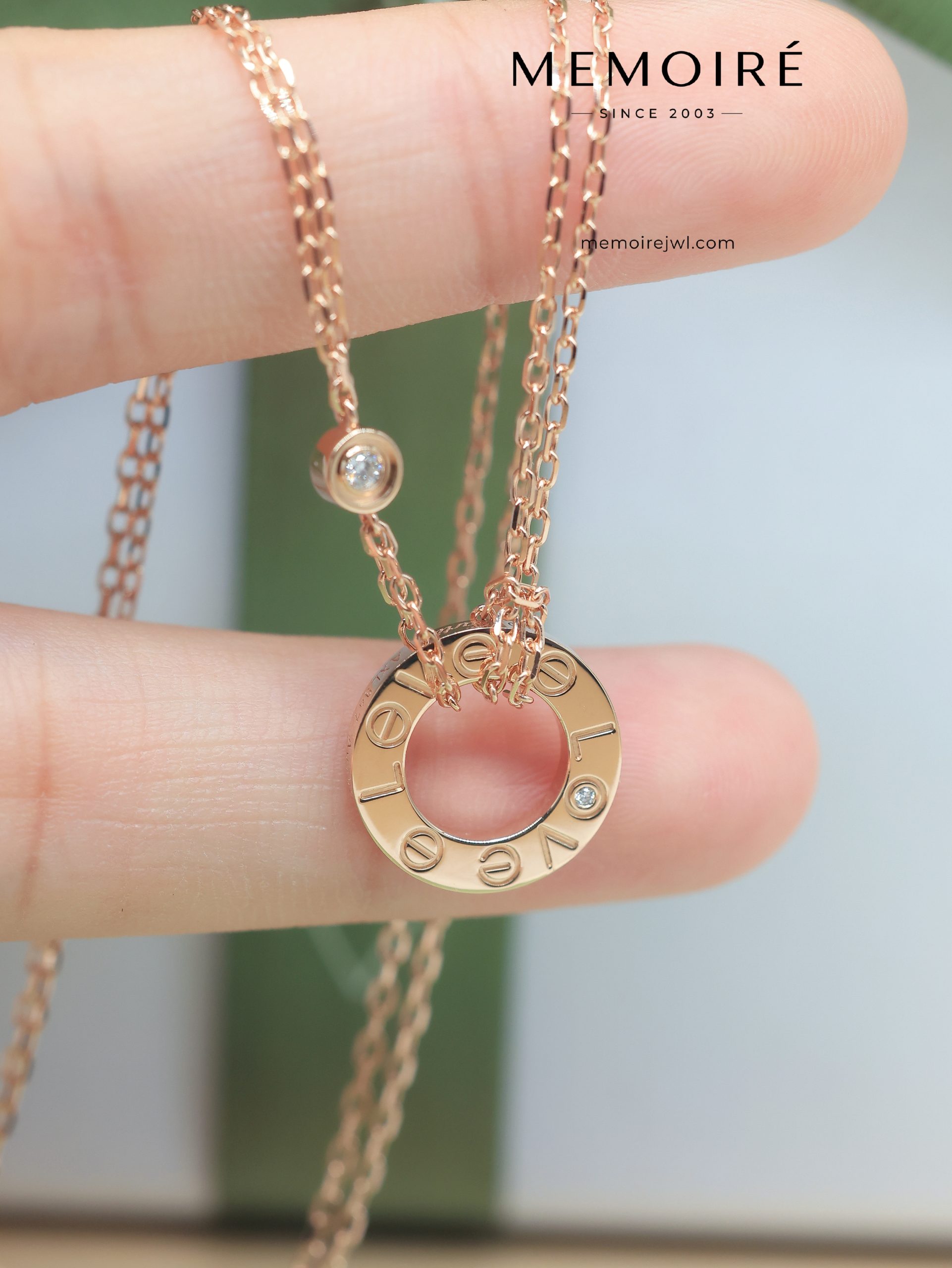 MÉMOIRÉ Double Chain Rose Gold Diamond Necklace