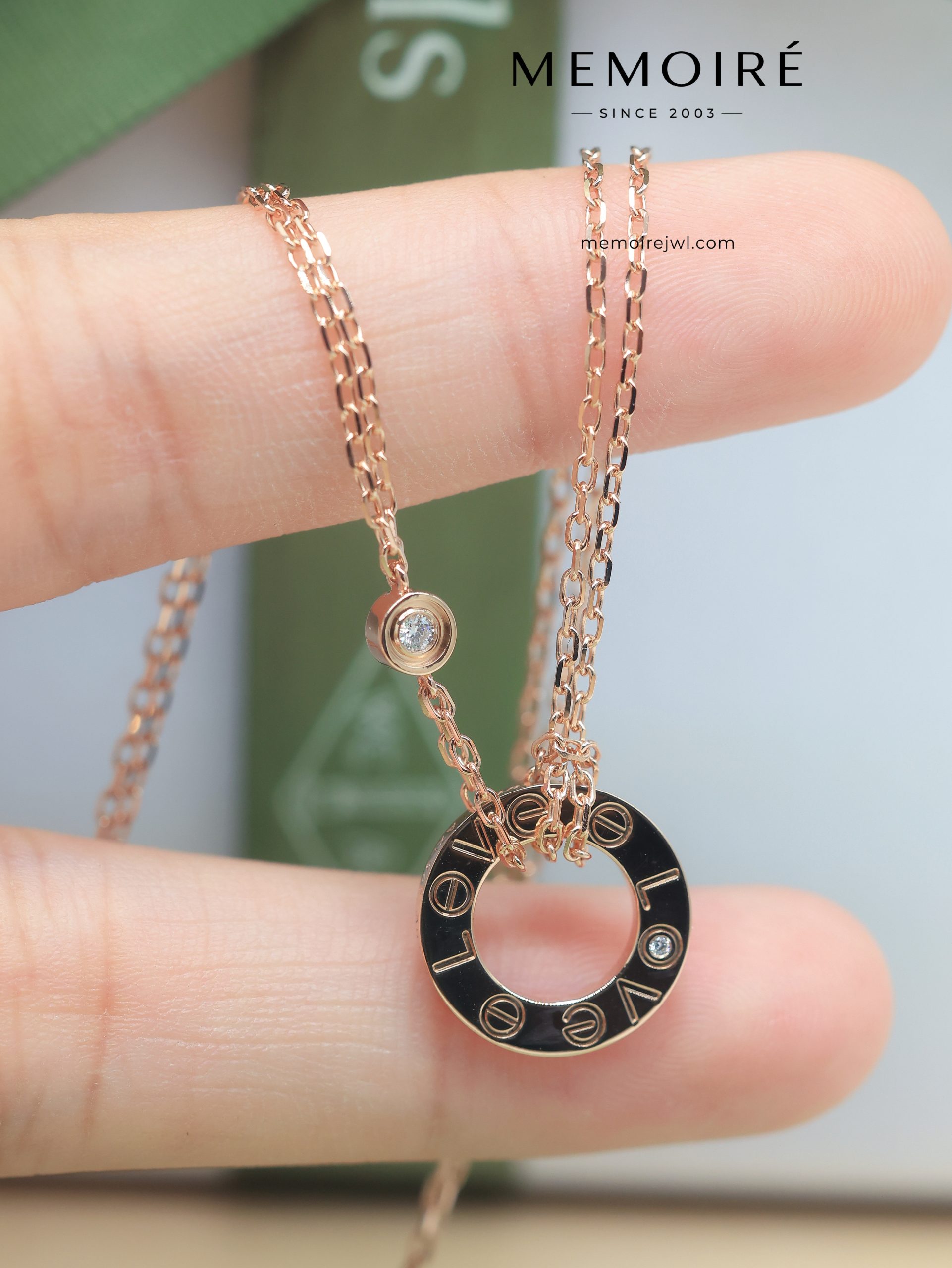 MÉMOIRÉ Double Chain Rose Gold Diamond Necklace - Image 3