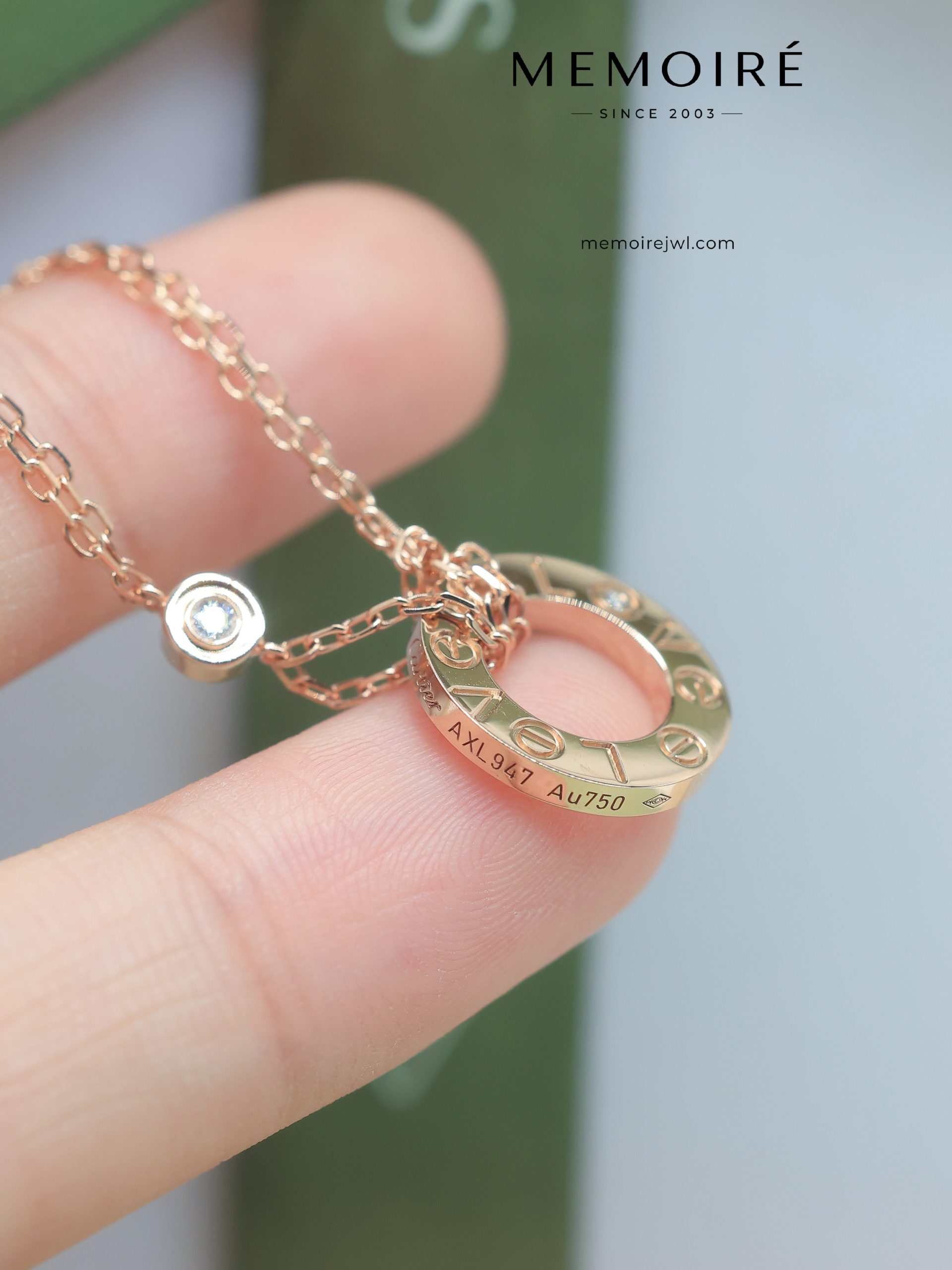 MÉMOIRÉ Double Chain Rose Gold Diamond Necklace - Image 4