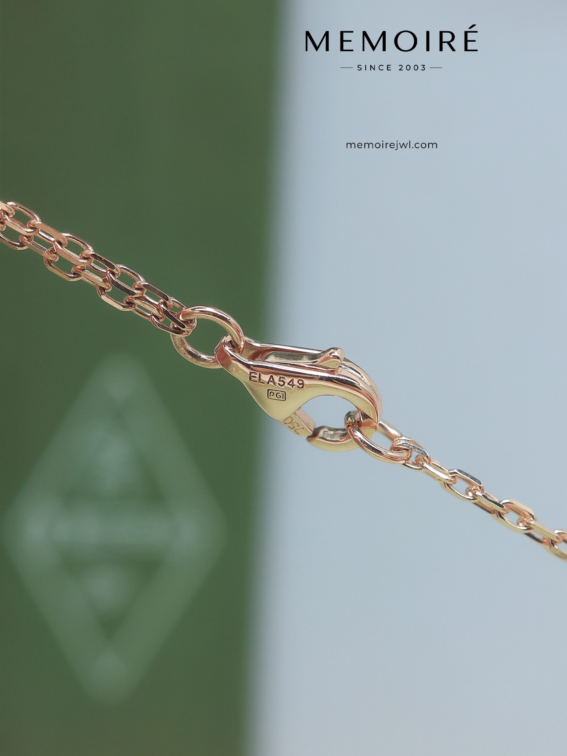 MÉMOIRÉ Double Chain Rose Gold Diamond Necklace - Image 5