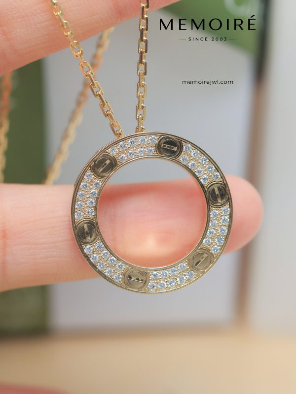 MÉMOIRÉ 18K Gold Full Stone Six Screw Ring Necklace