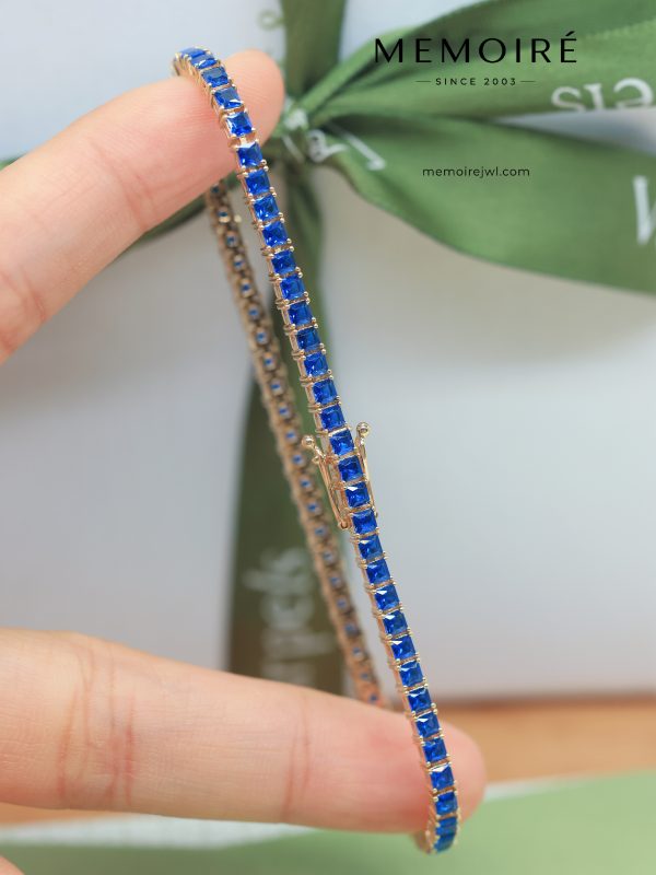 MÉMOIRÉ 18K Rose Gold Princess Blue Sapphire Tennis Bracelet