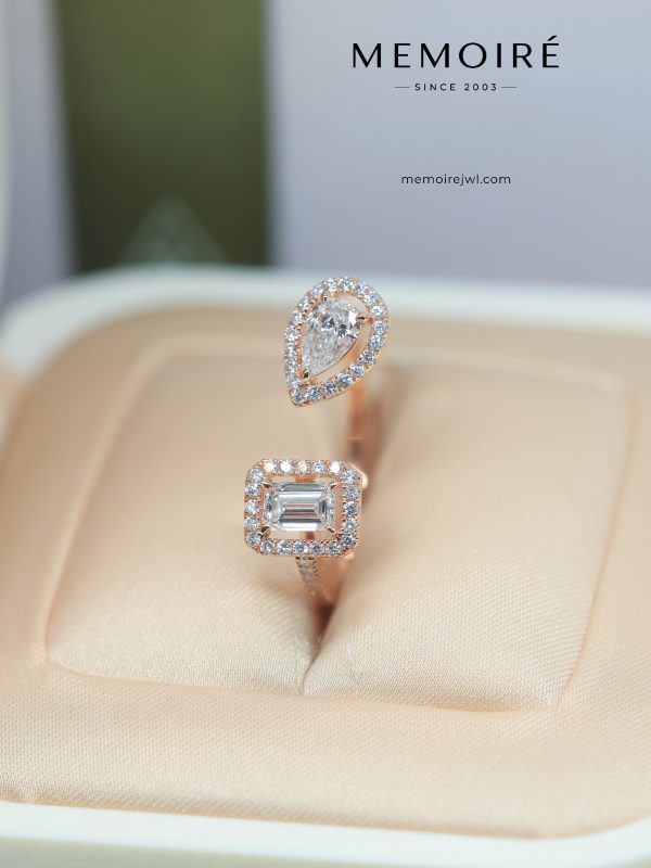 MEMOIRÉ Rose Gold Dual Diamond Open Ring