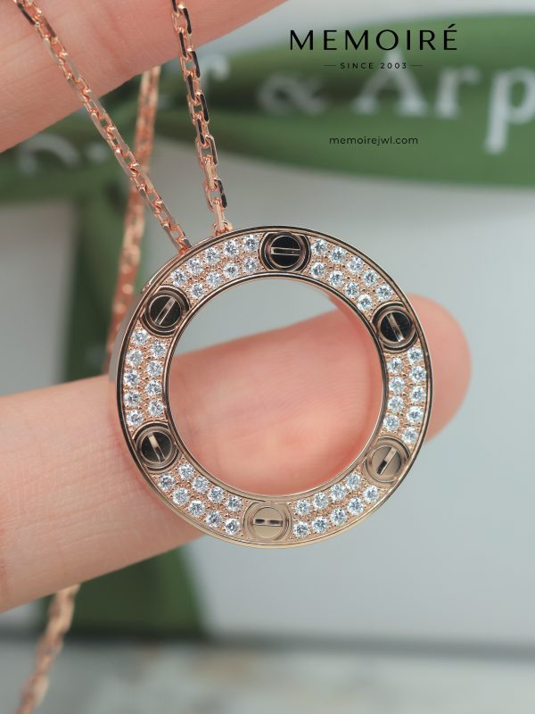 MÉMOIRÉ 18K Rose Gold Full Pave Circle Diamond Necklace