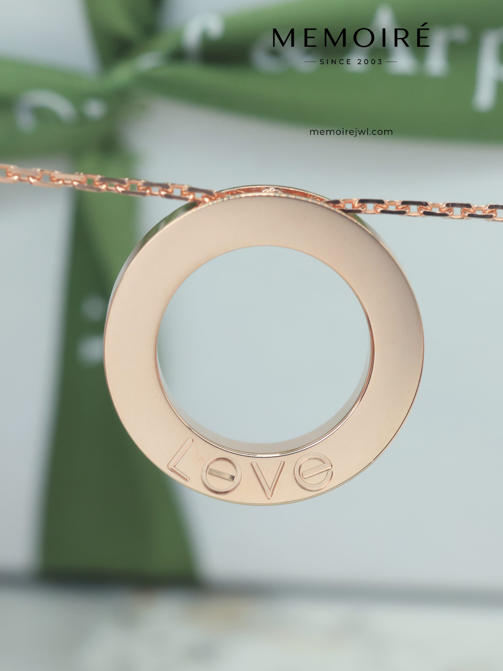 MÉMOIRÉ 18K Rose Gold Full Pave Circle Diamond Necklace - Image 4