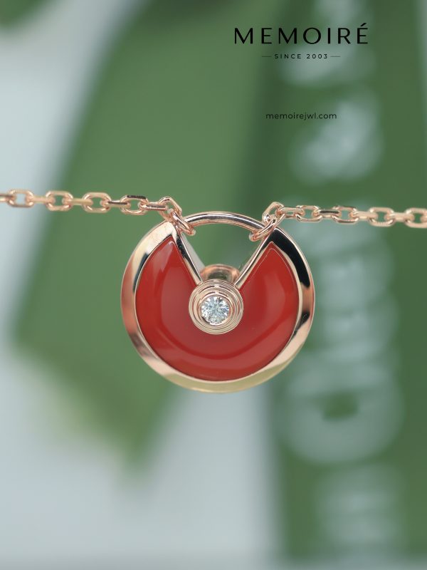 MÉMOIRÉ 18K Rose Gold Red Agate Disc Necklace