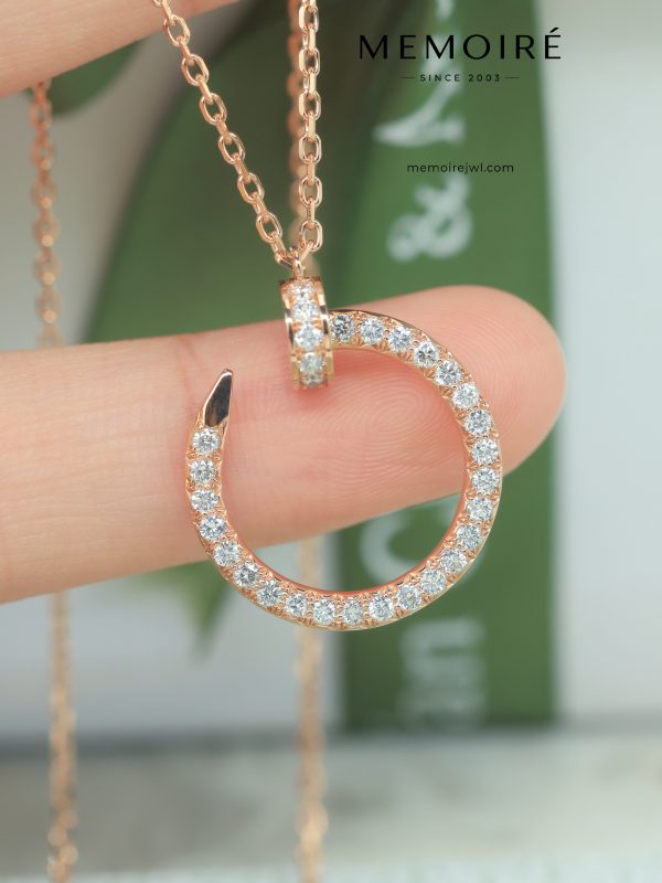 MÉMOIRÉ 18K Rose Gold Full Pave Crescent Diamond Necklace