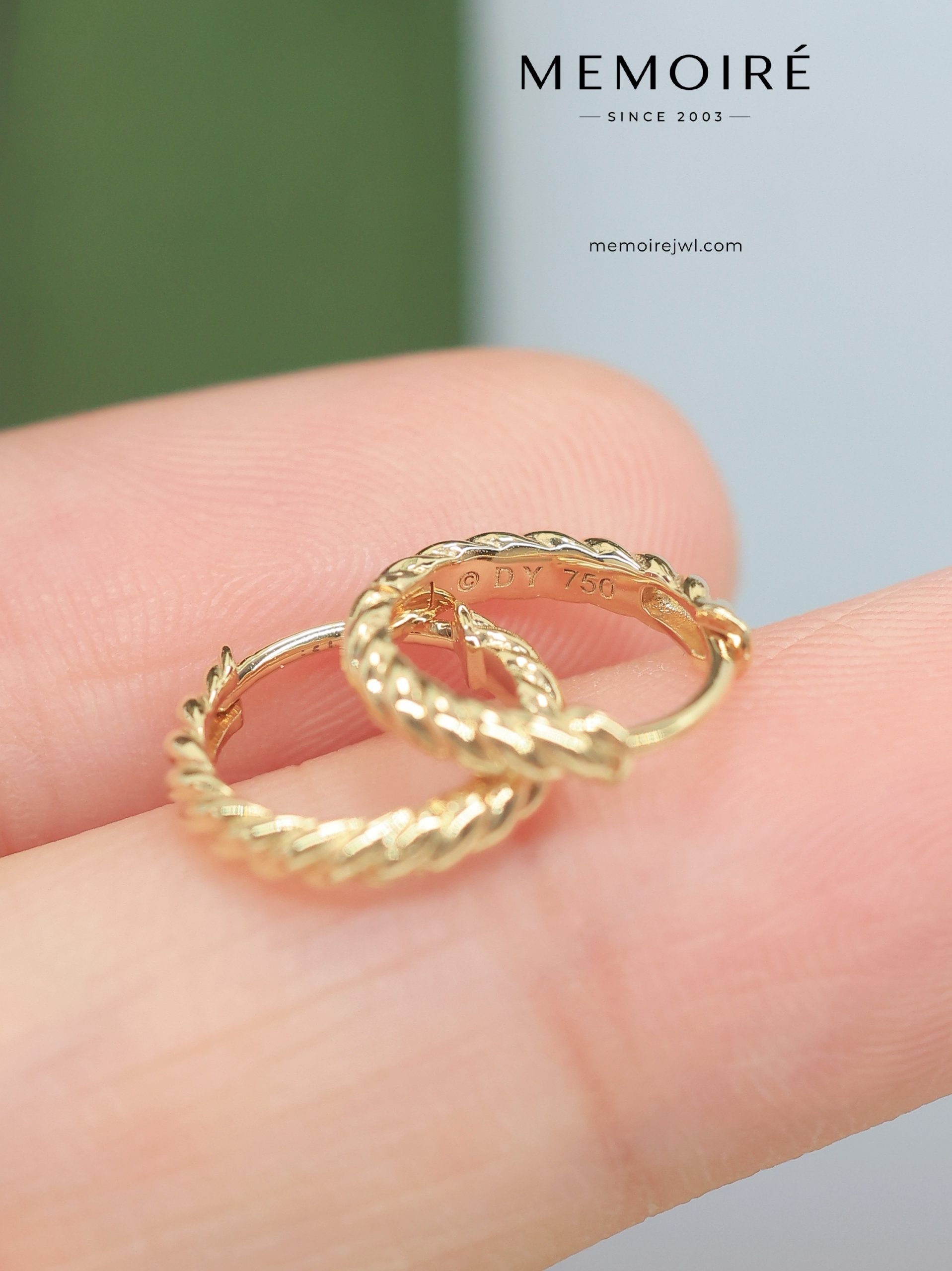 MEMOIRÉ Yellow Gold Twisted Hoop Earrings - Image 3